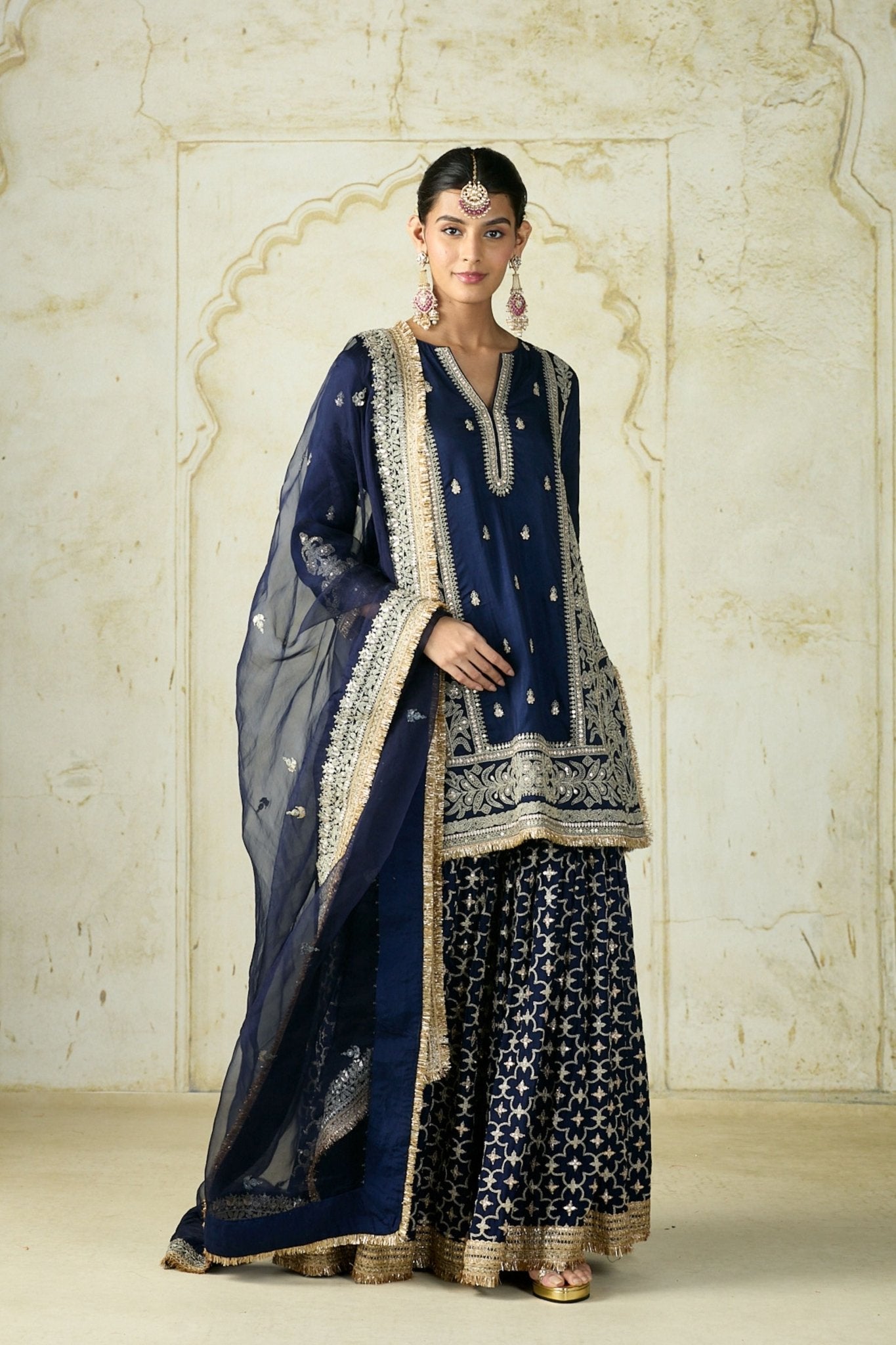 Navy Mumtaz Sharara Set - Gopi Vaid - Elahe