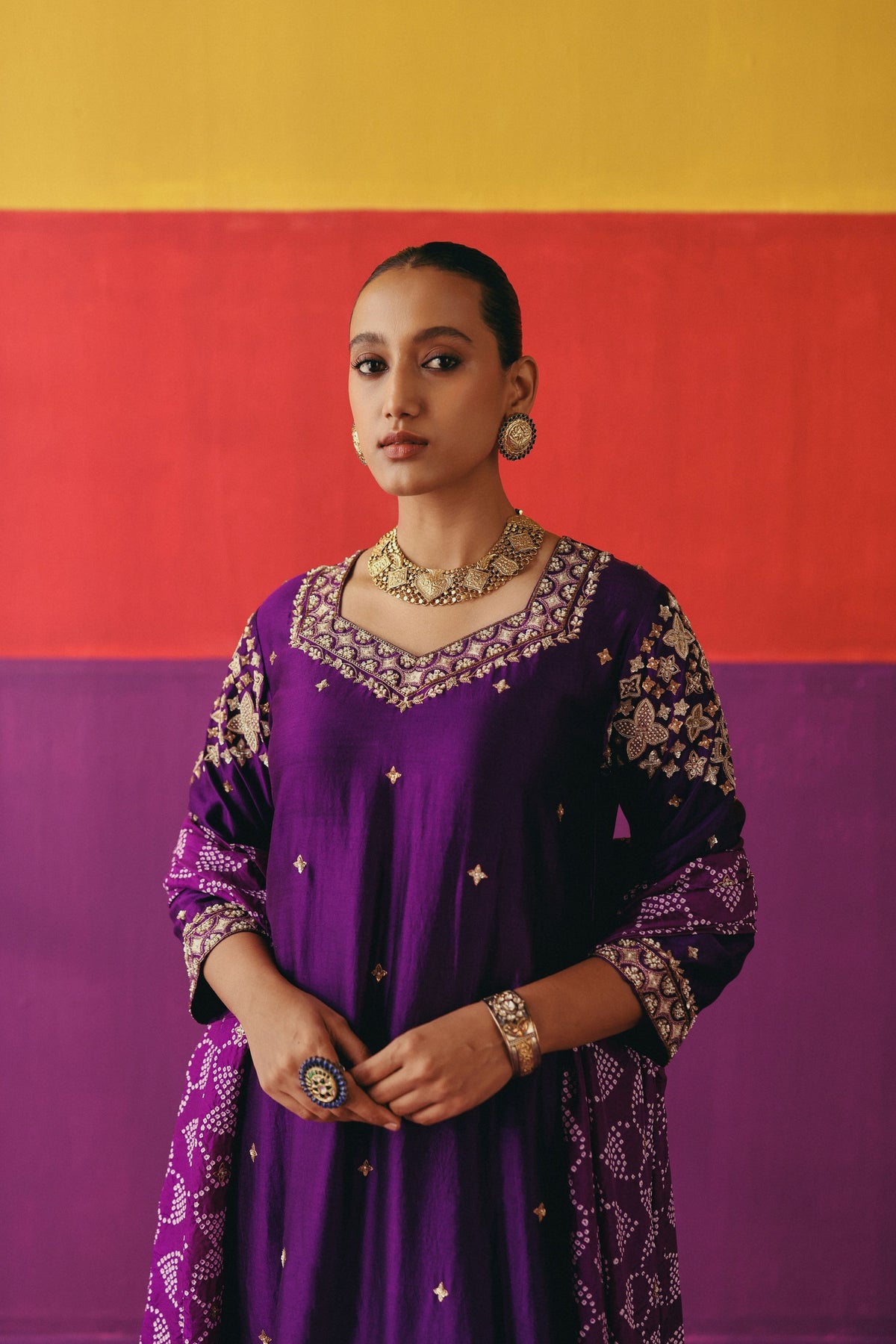 Baingani Phool Kurta Set