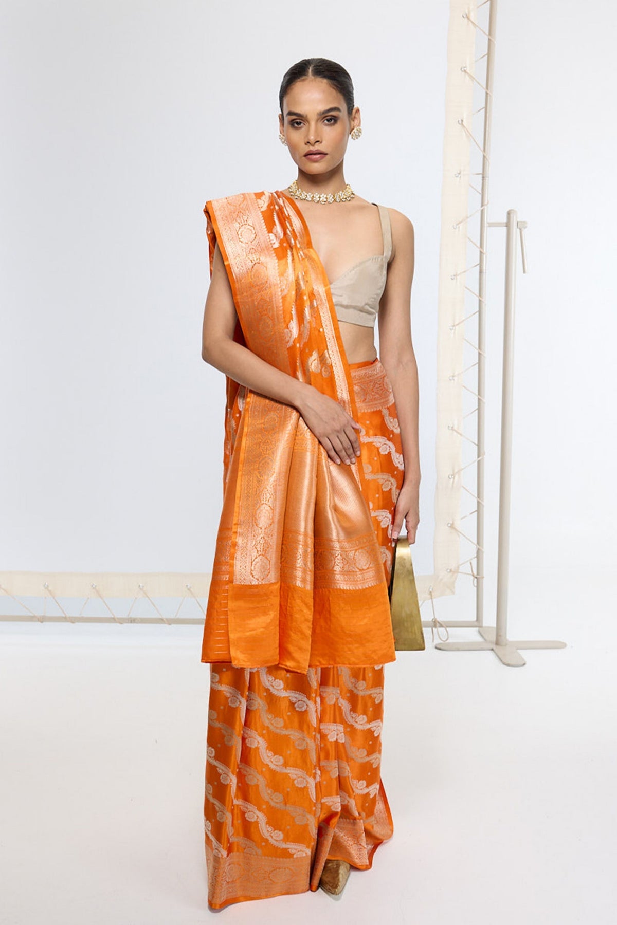 Handwoven Burnt Orange Banarasi Saree