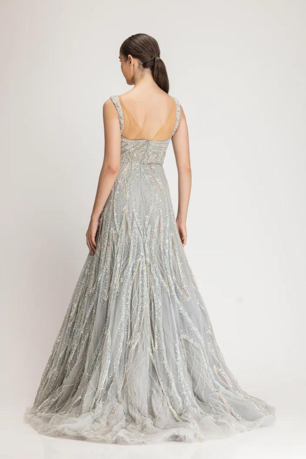 Silver blue flare gown