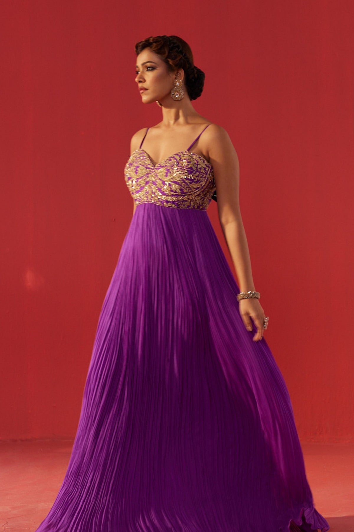 Purple Embroidered Anarkali