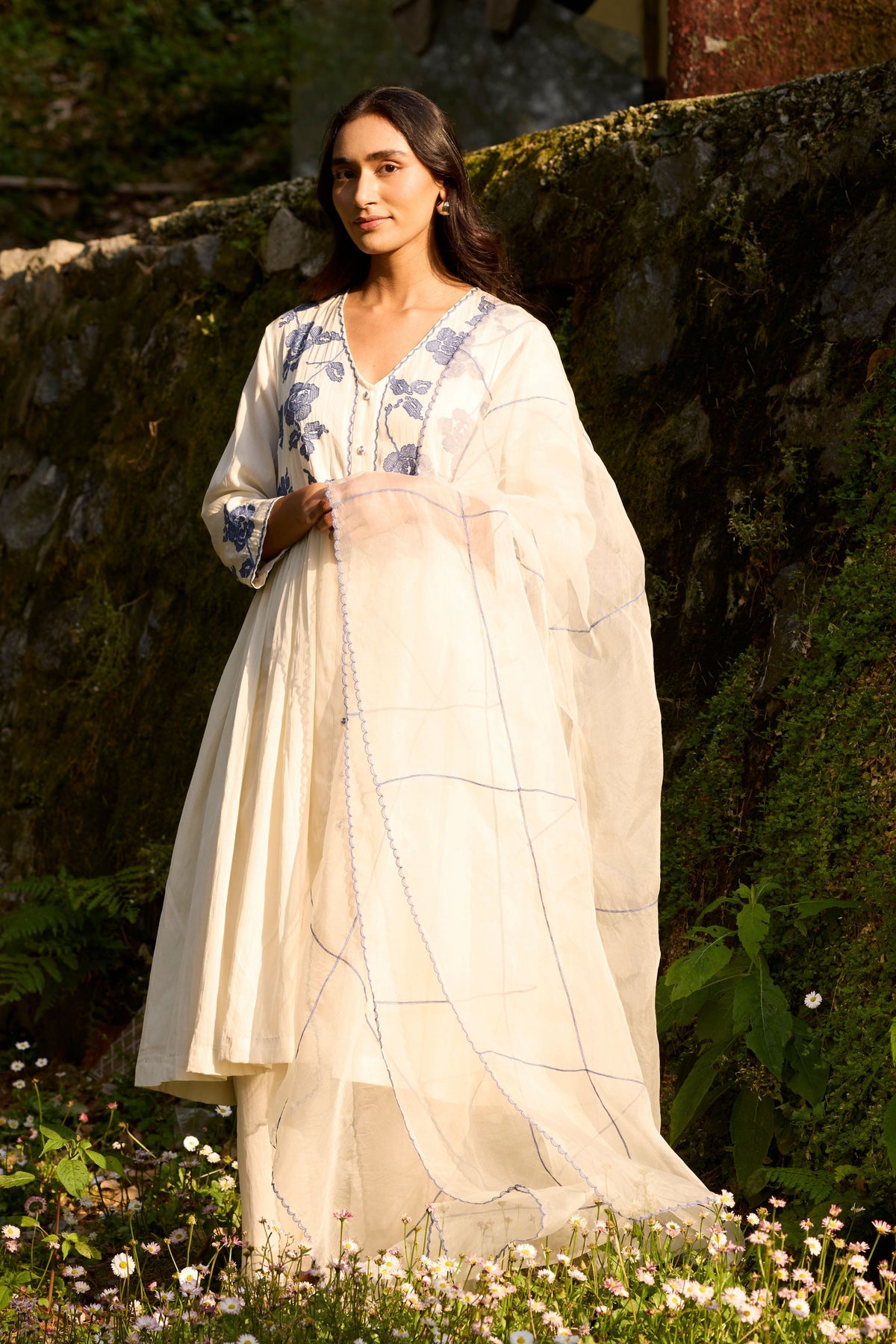 Gathered Embroidered Kurta