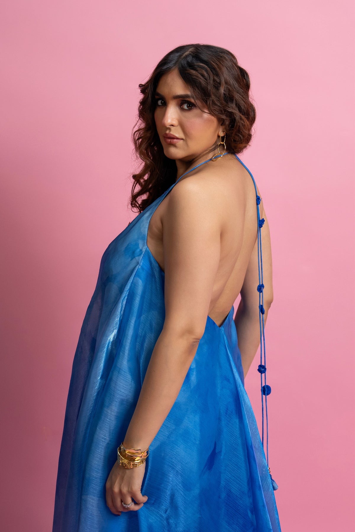 Blue Printed Maxi Dress