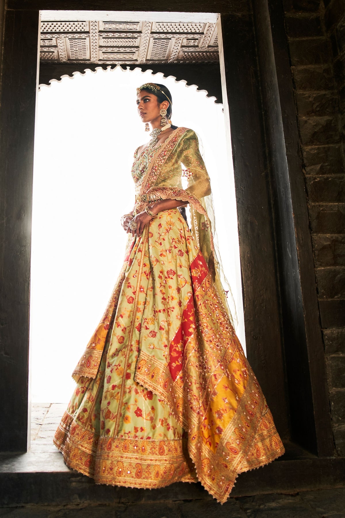 Kani Pista Green Lehenga Set