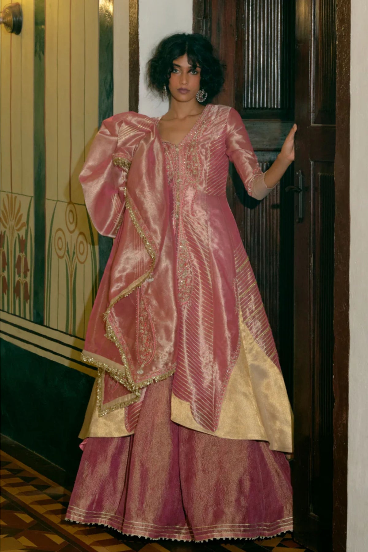 Pink Silk  Jacket Set