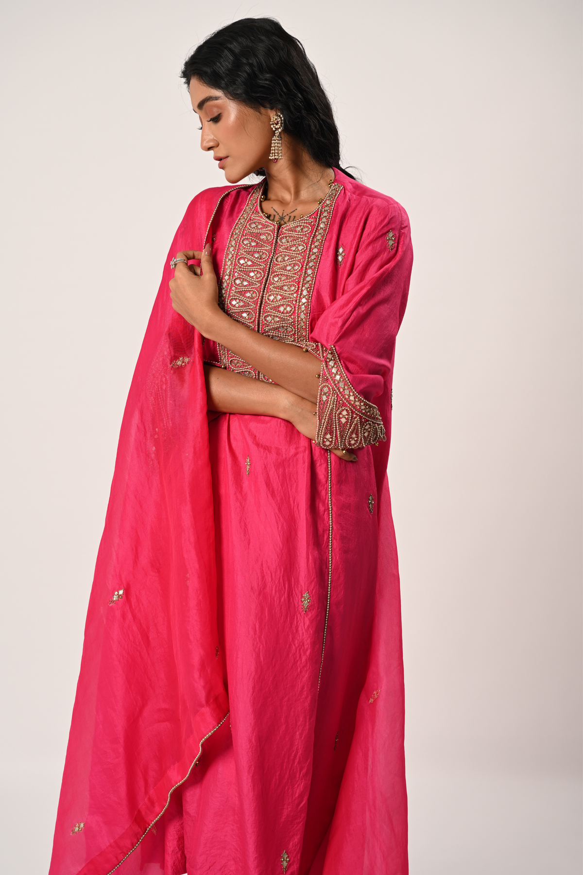 Pink Princess Cut Kurta Set