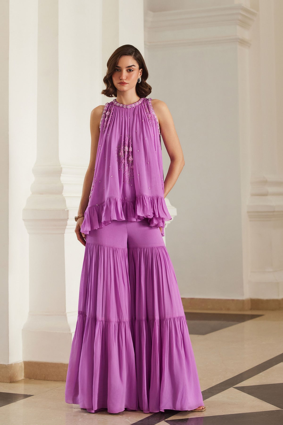 Bubblegum Pink Halterneck Top Sharara