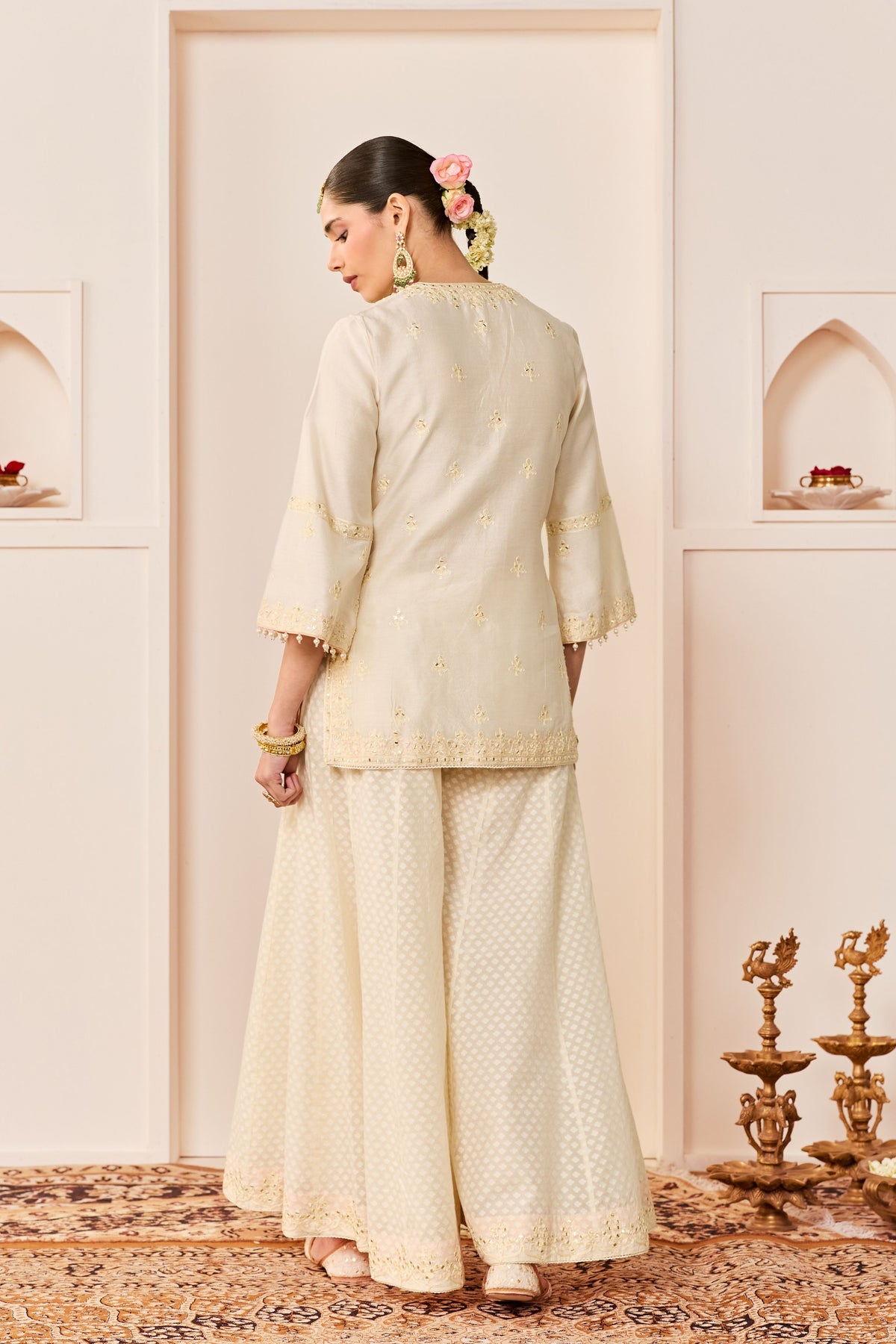 Rehma Daisy Ivory Sharara Set