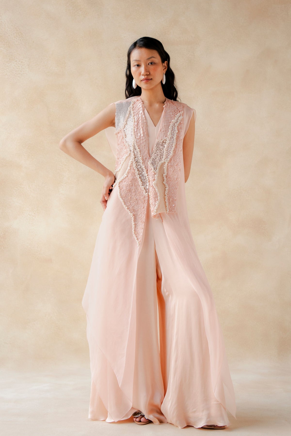 Embroidered Overlay Jumpsuit