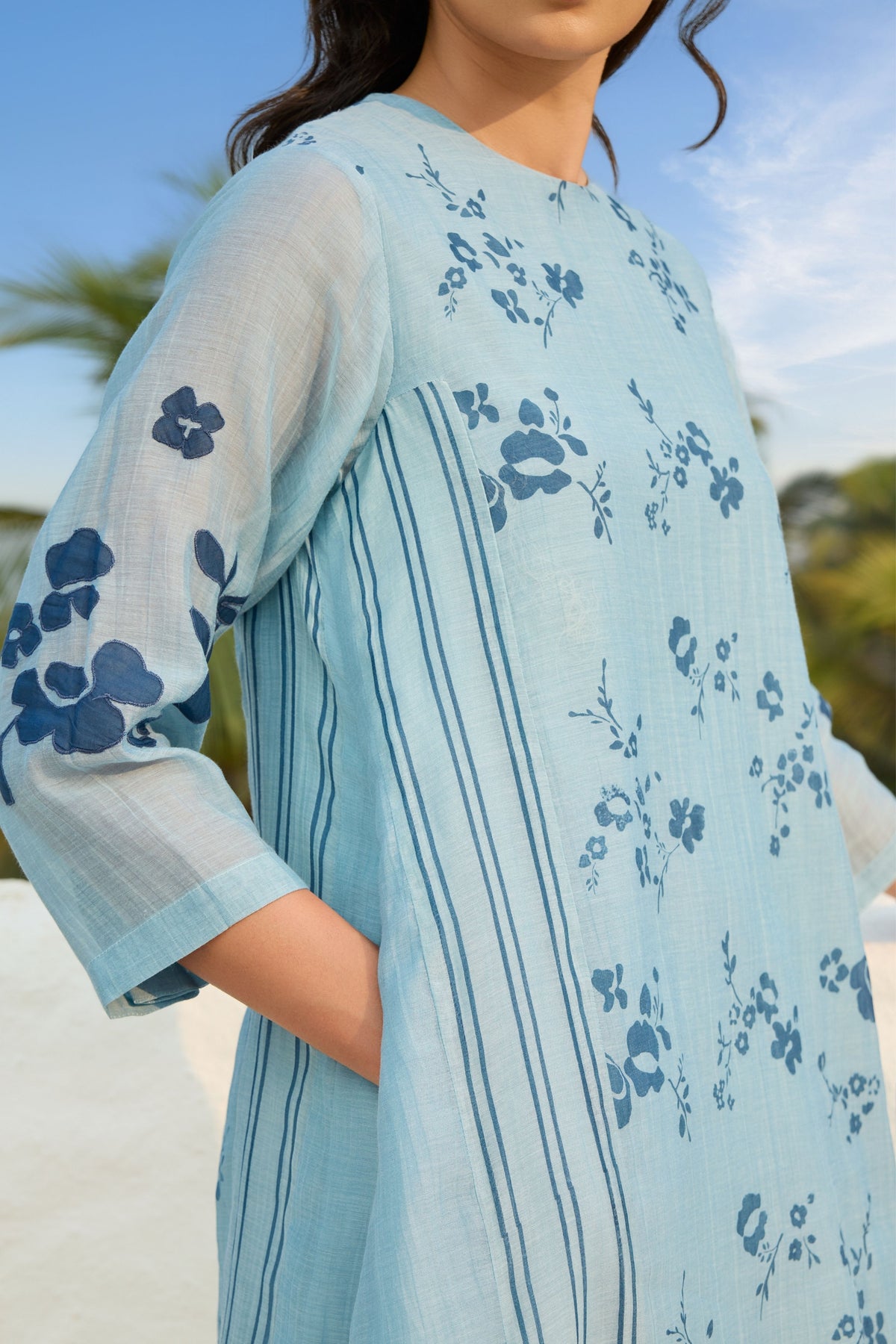 Sky Floral Tunic Set