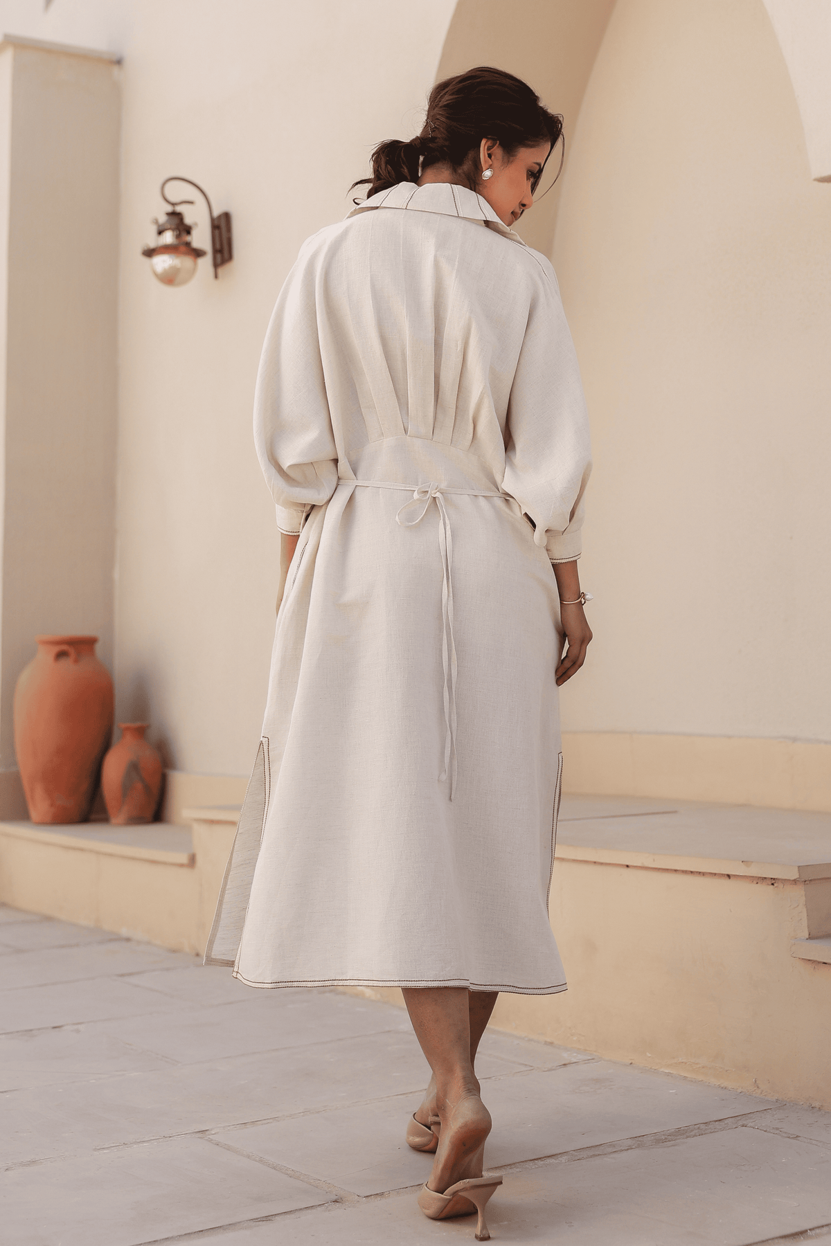 Azure Pearl Kaftan Dress in Ivory