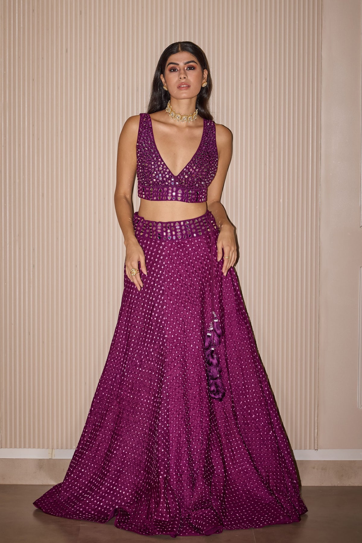 Purple Mirror Work Blouse