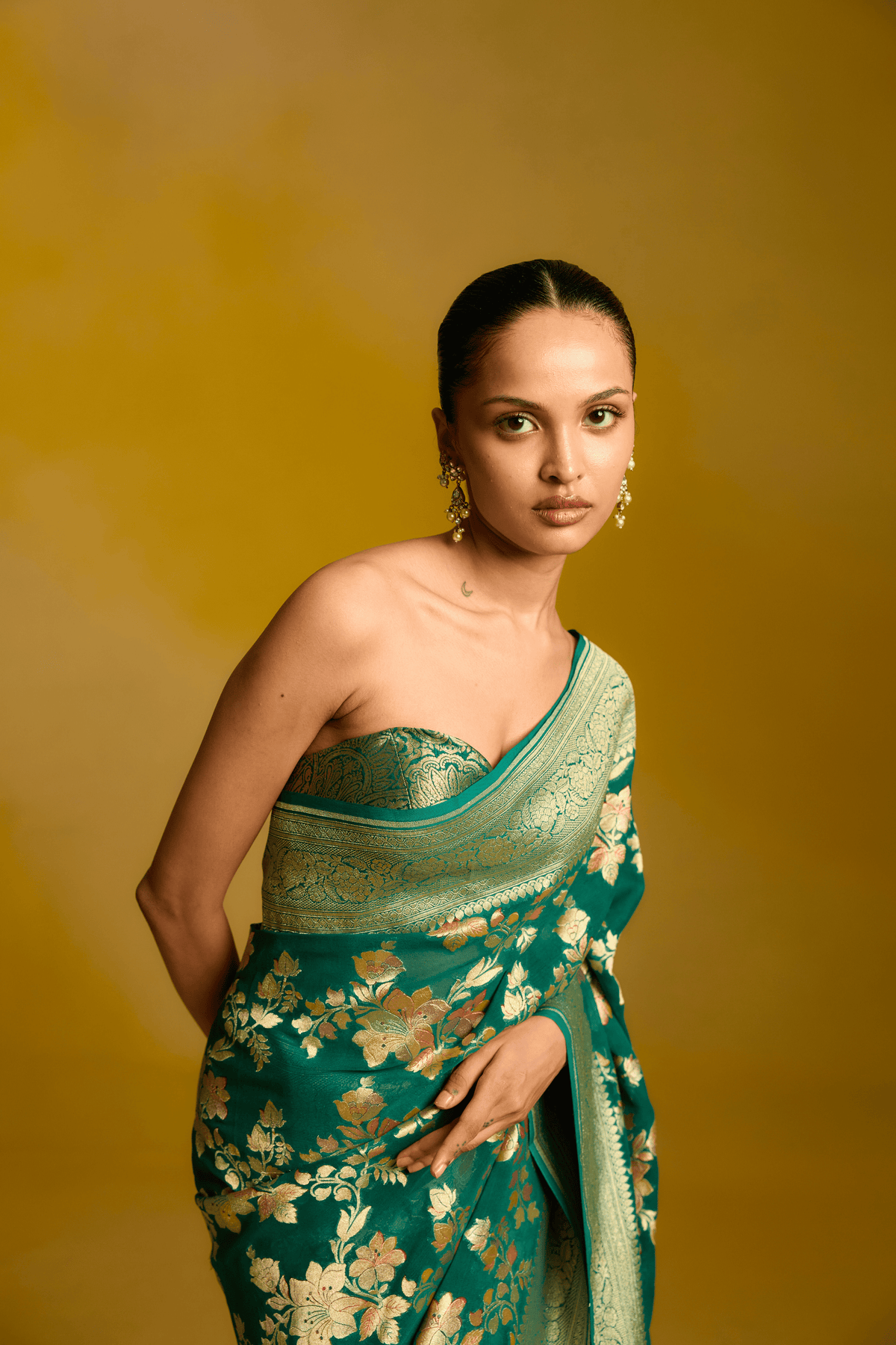 The Frosted Fern Saree