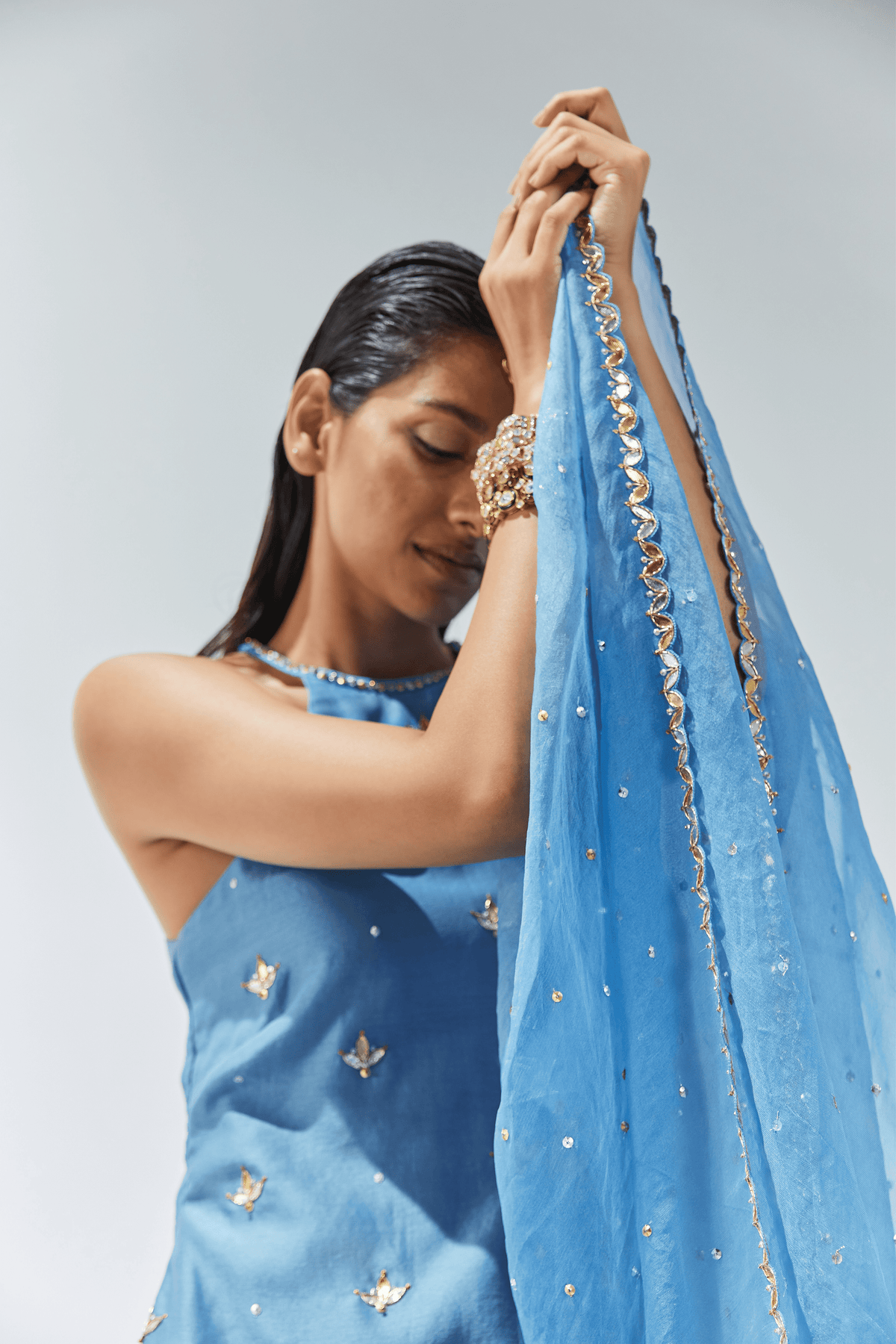 Cerulean Blue Embroidered Kurta Set