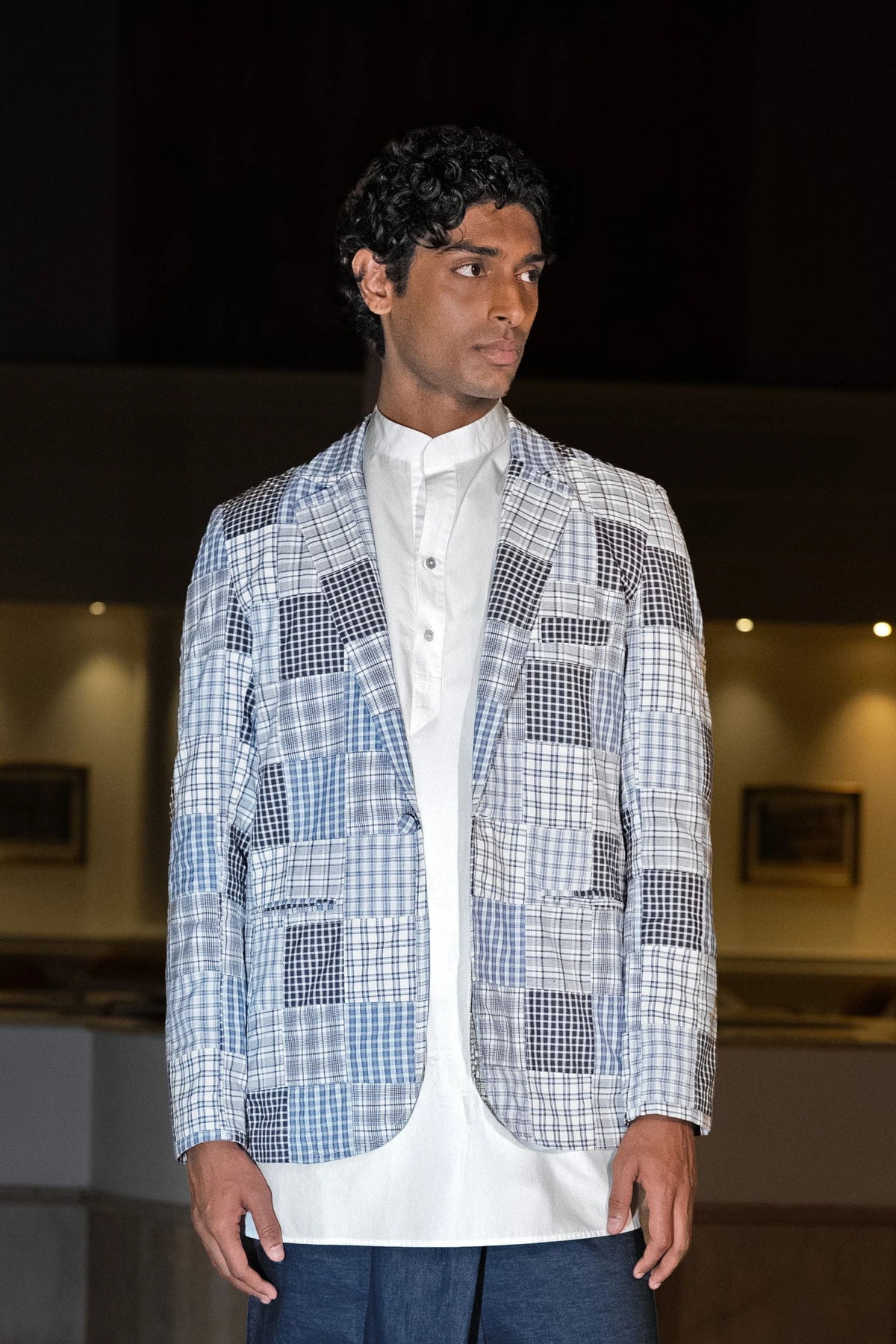Patchwork Check Blazer Set