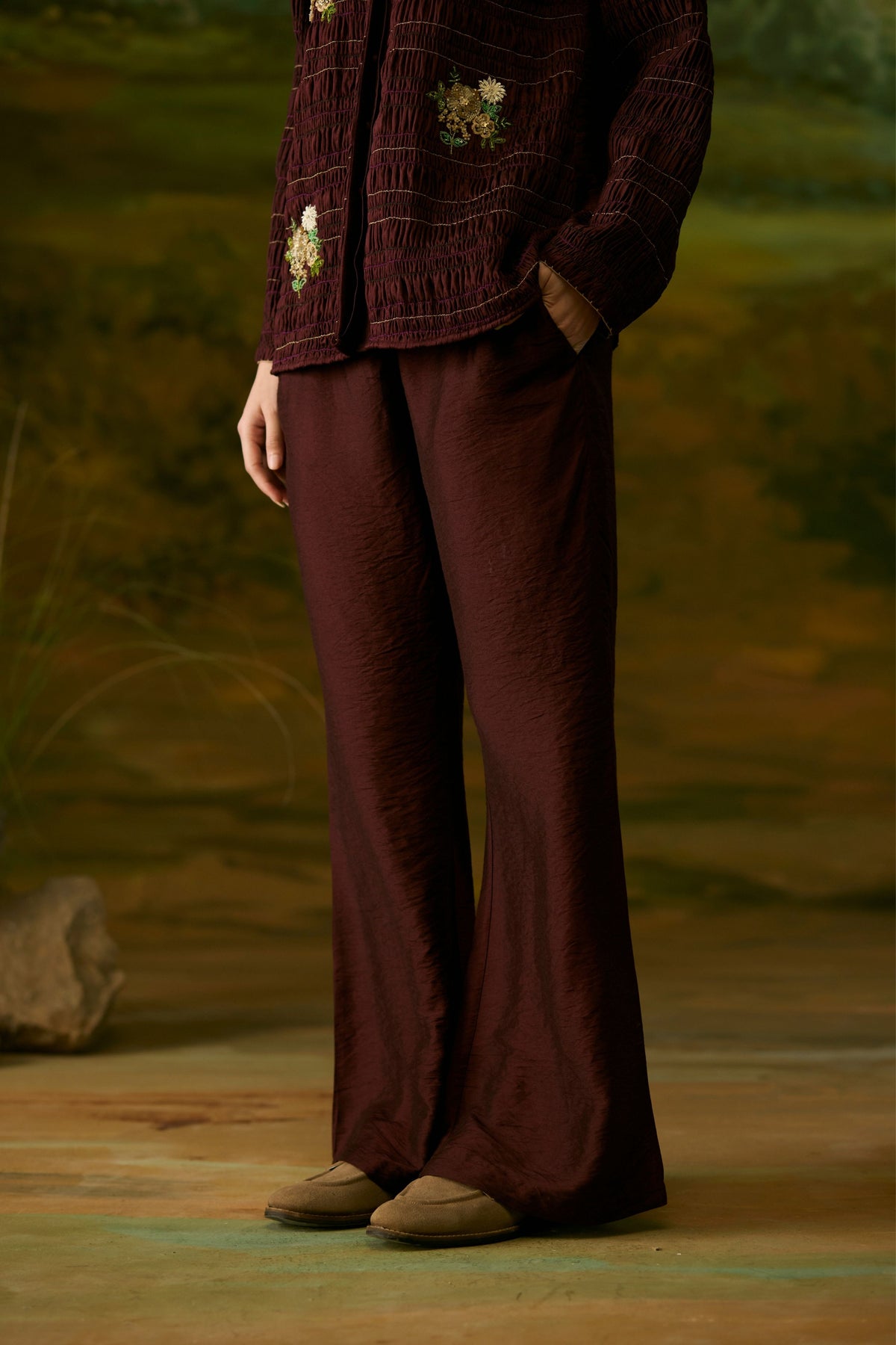 Crimson Flared Pants