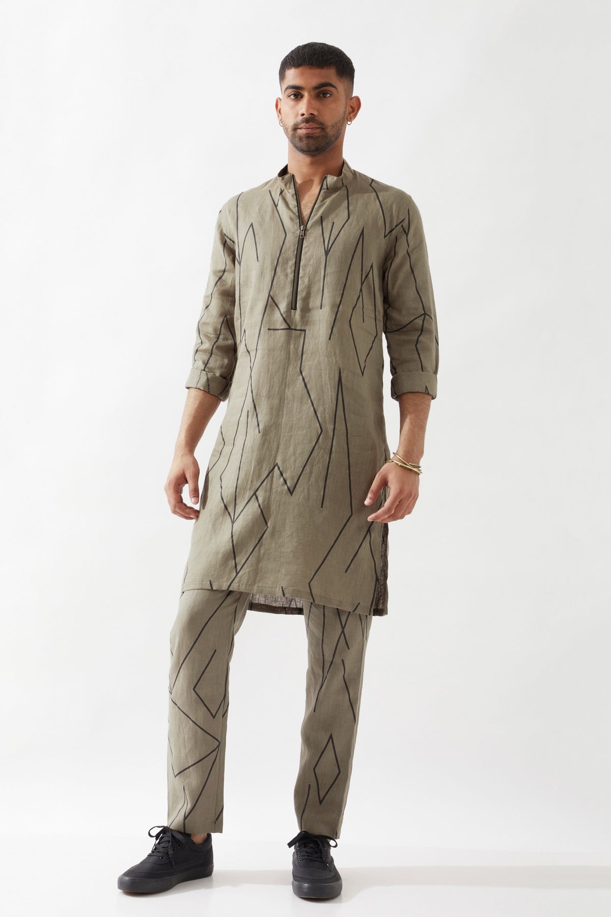 Rory Metal Olive Kurta Set