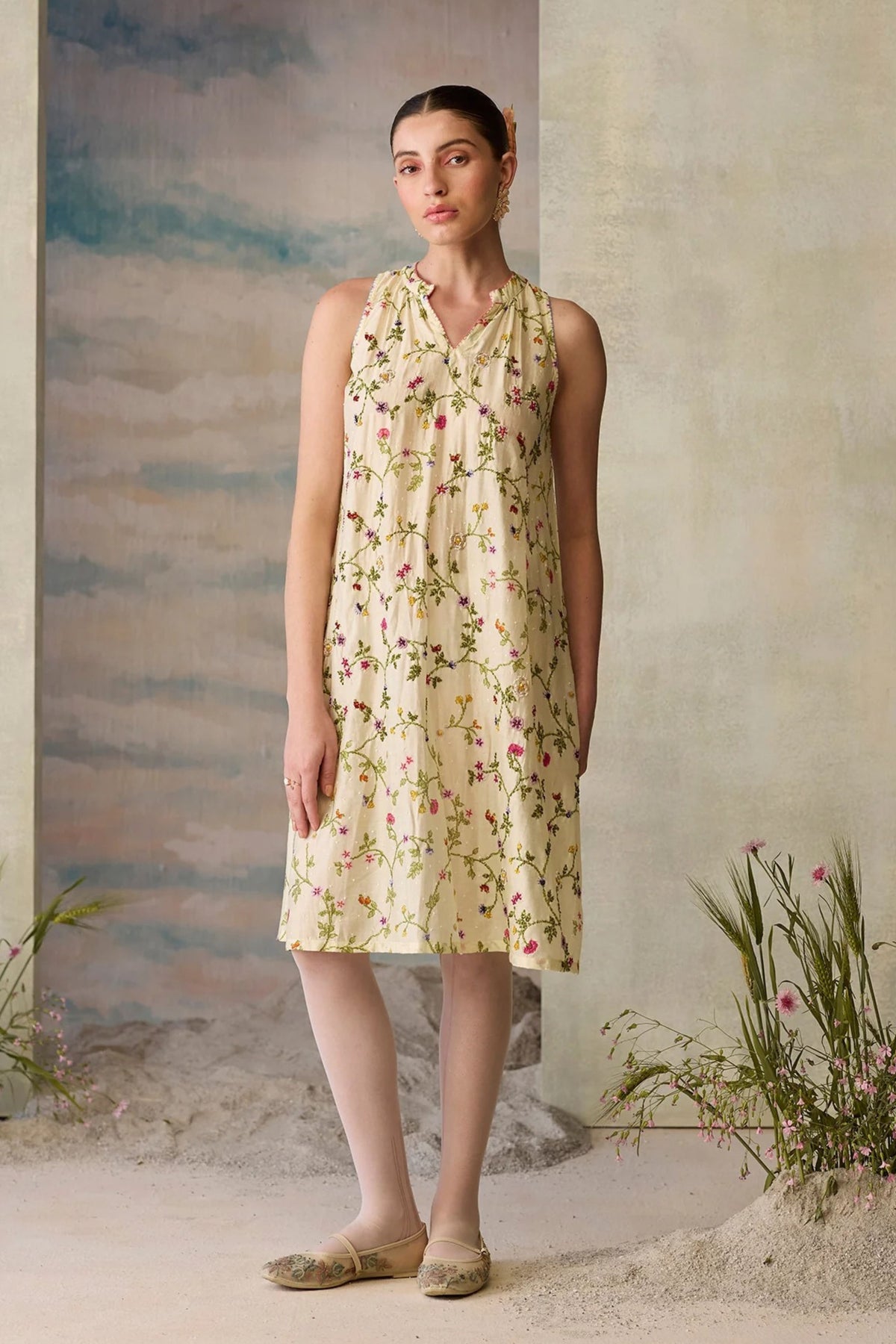Moonlight Beaded Floral Dress