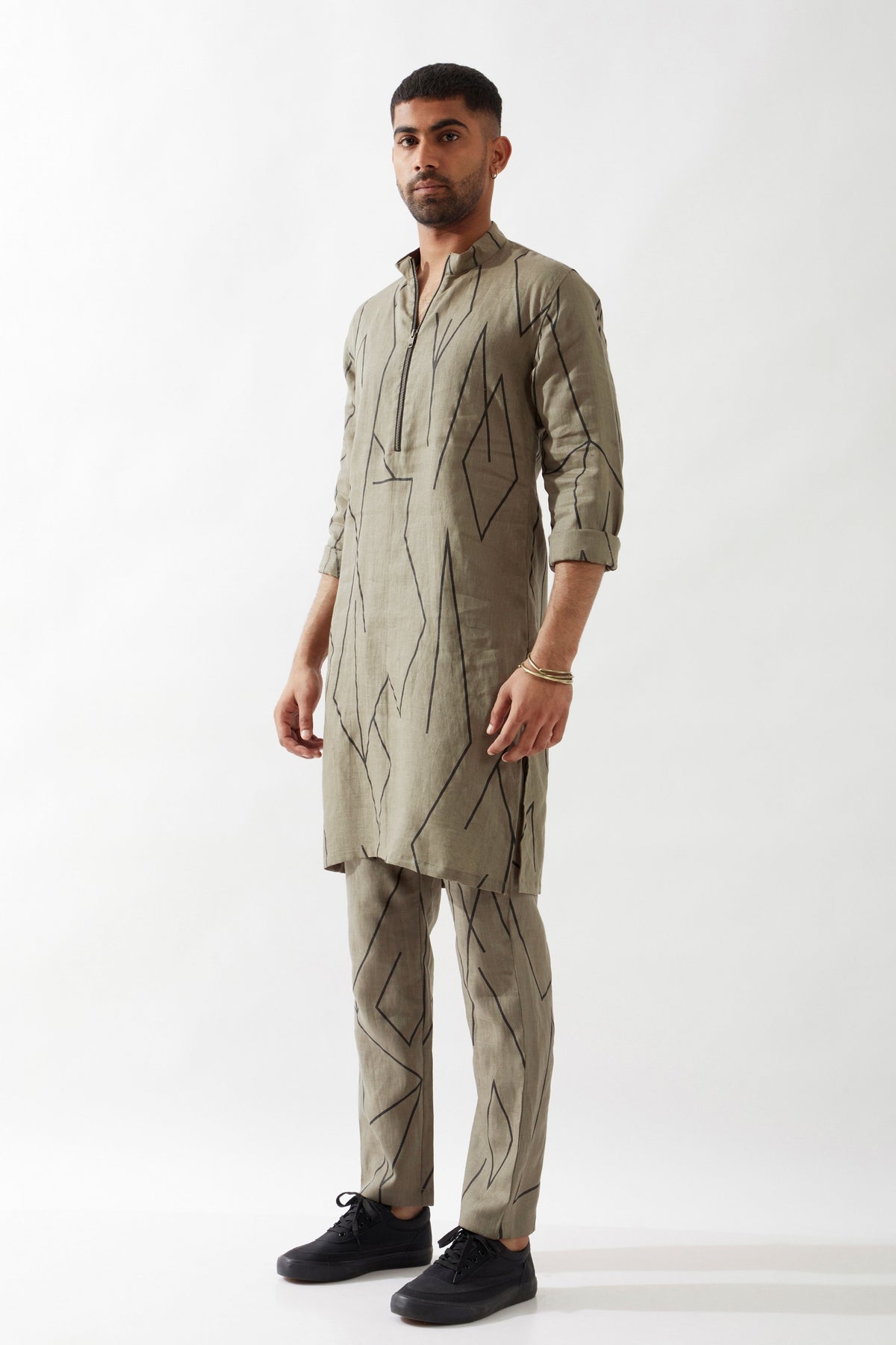 Rory Metal Olive Kurta Set