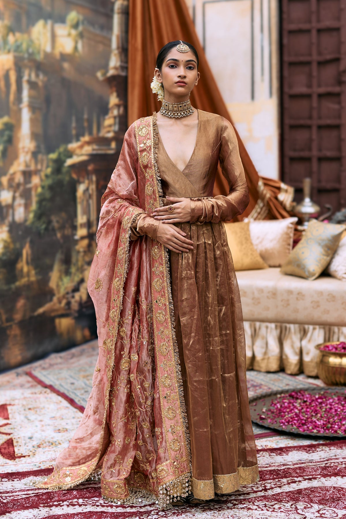 Copper Kanthi Anarkali Set