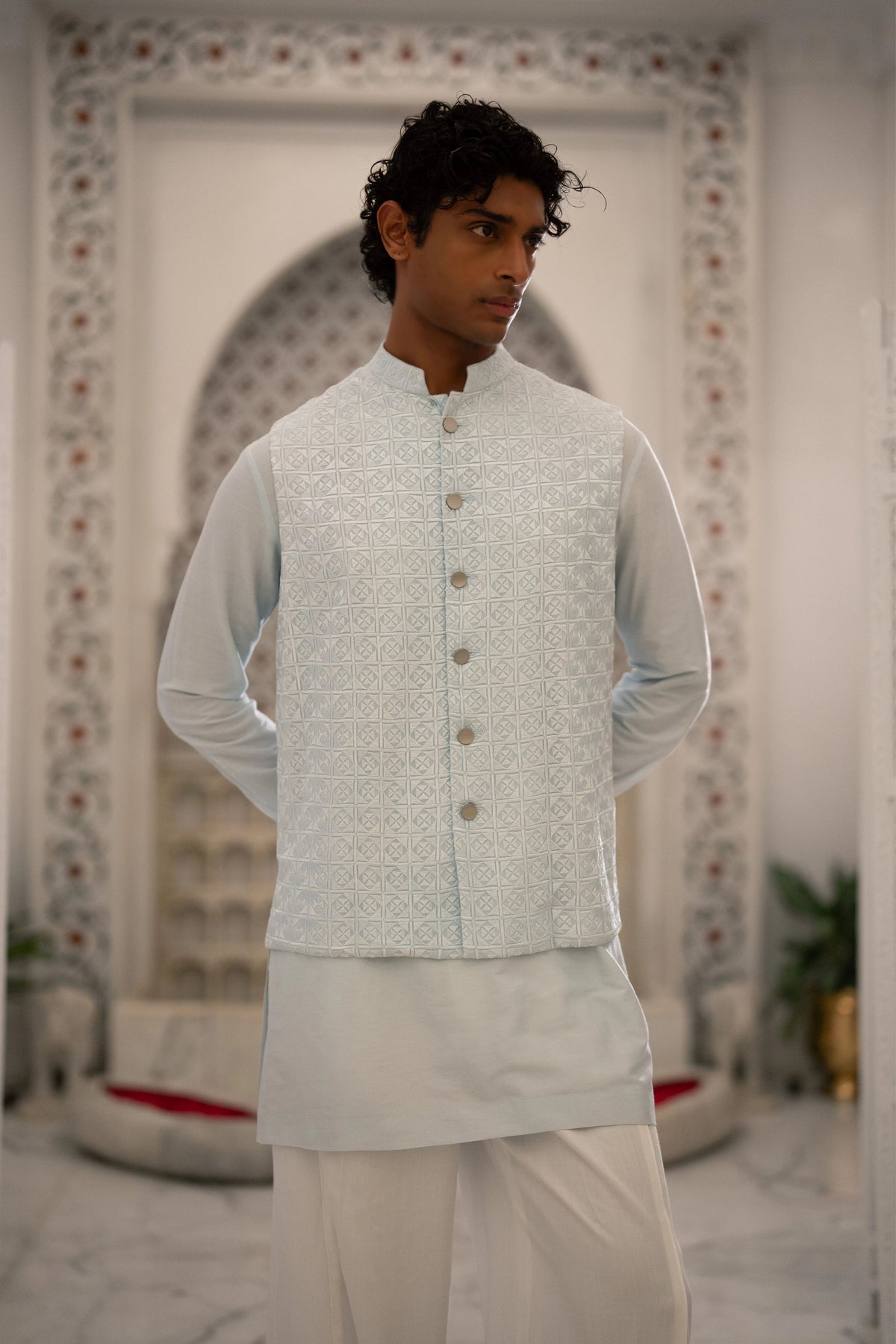 Embroidered Bandi With Kurta Shirt