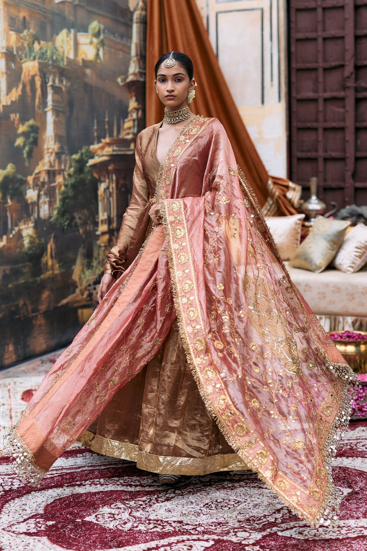 Copper Kanthi Anarkali Set