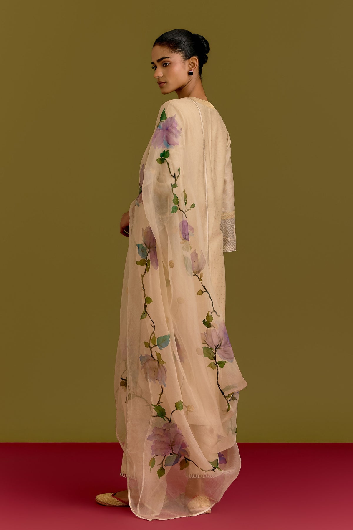 Beige Hand Painted Kurta Set