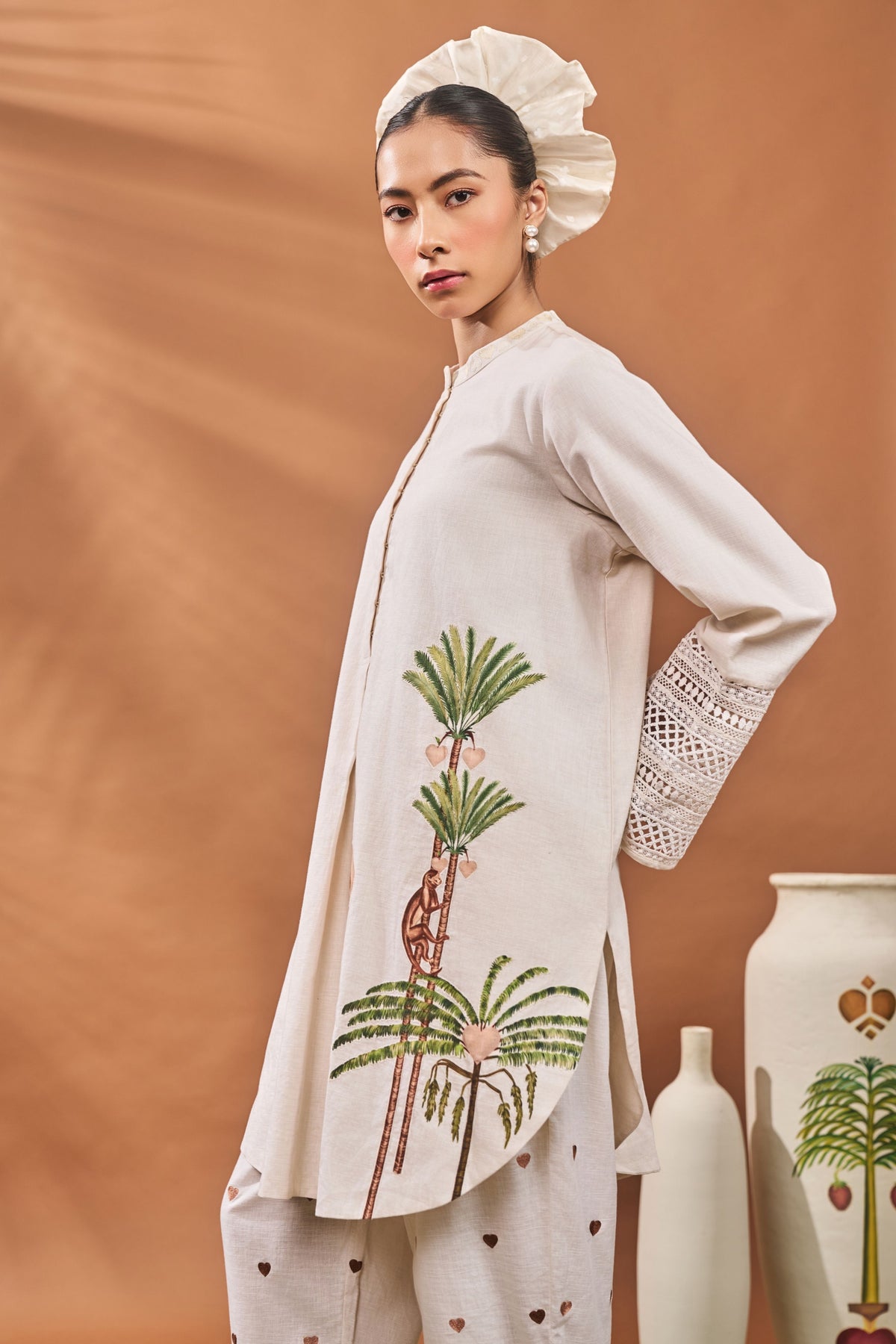 Ivory Blooming Board Tunic Set