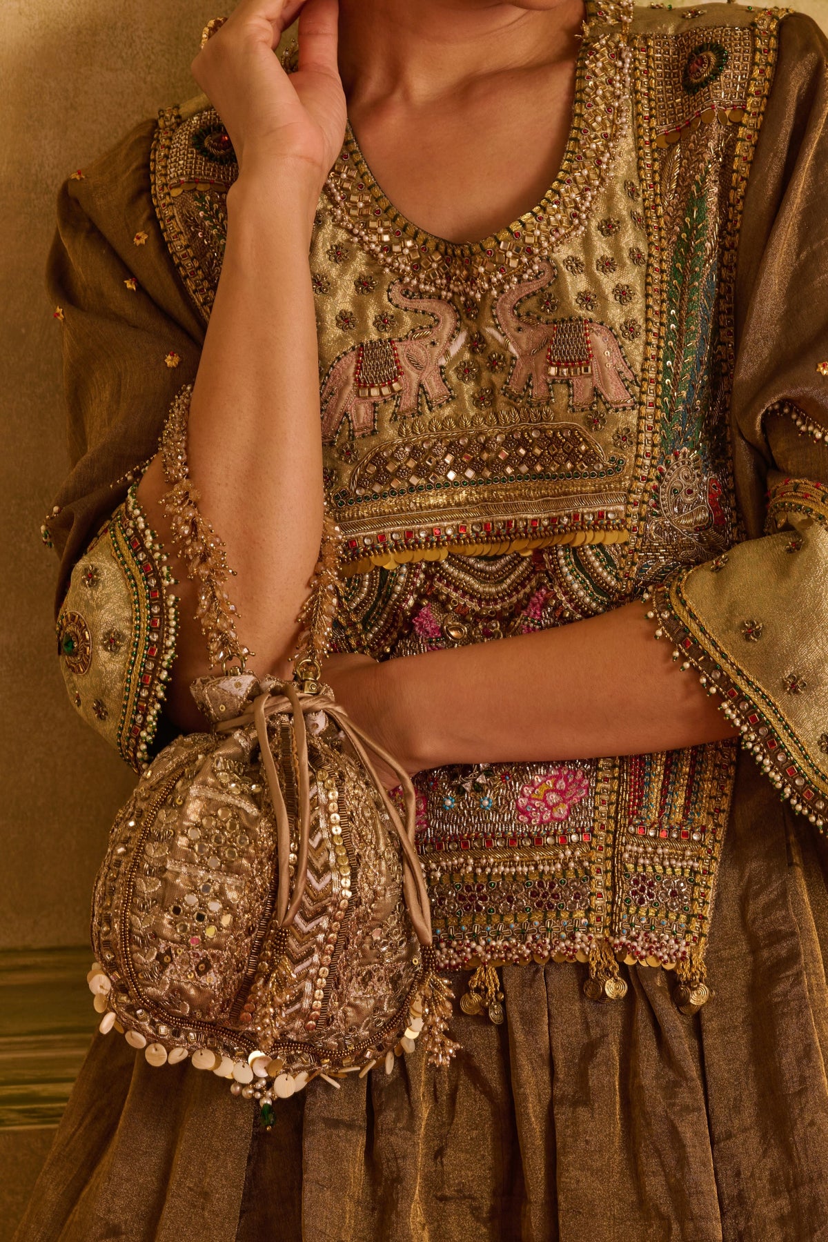Ruhani Vintage Gold  Potli