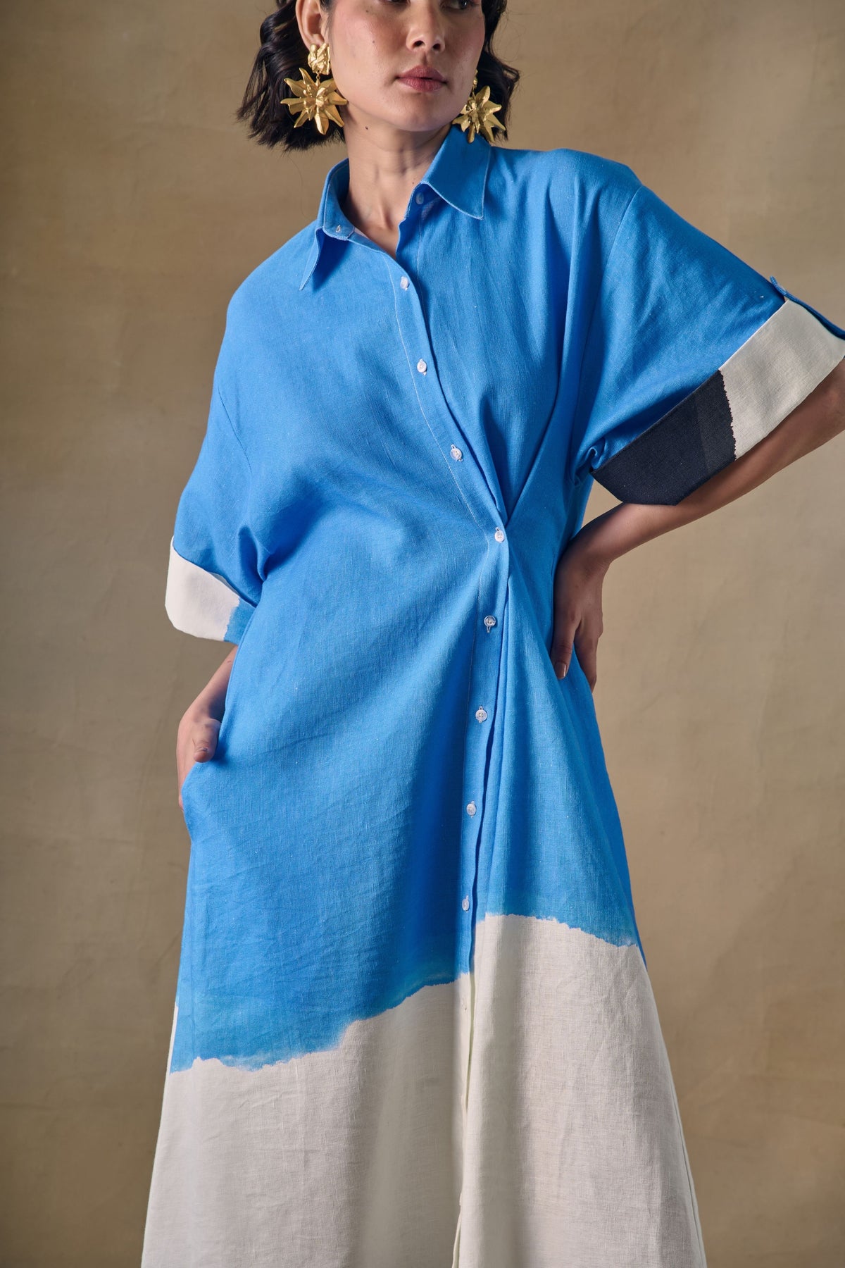 Blue Washed Asymmetrical Dress