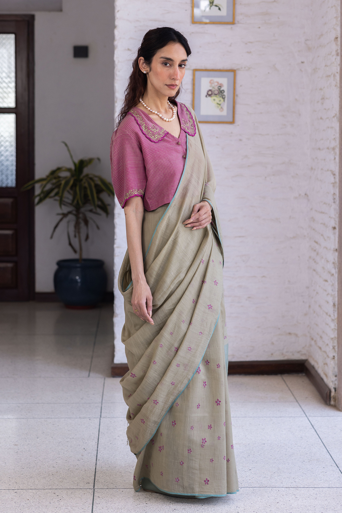 Earthen Bloom Jamdani Saree