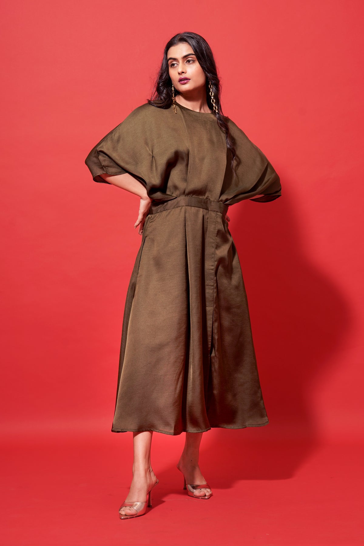 Elena Olive Green Dress
