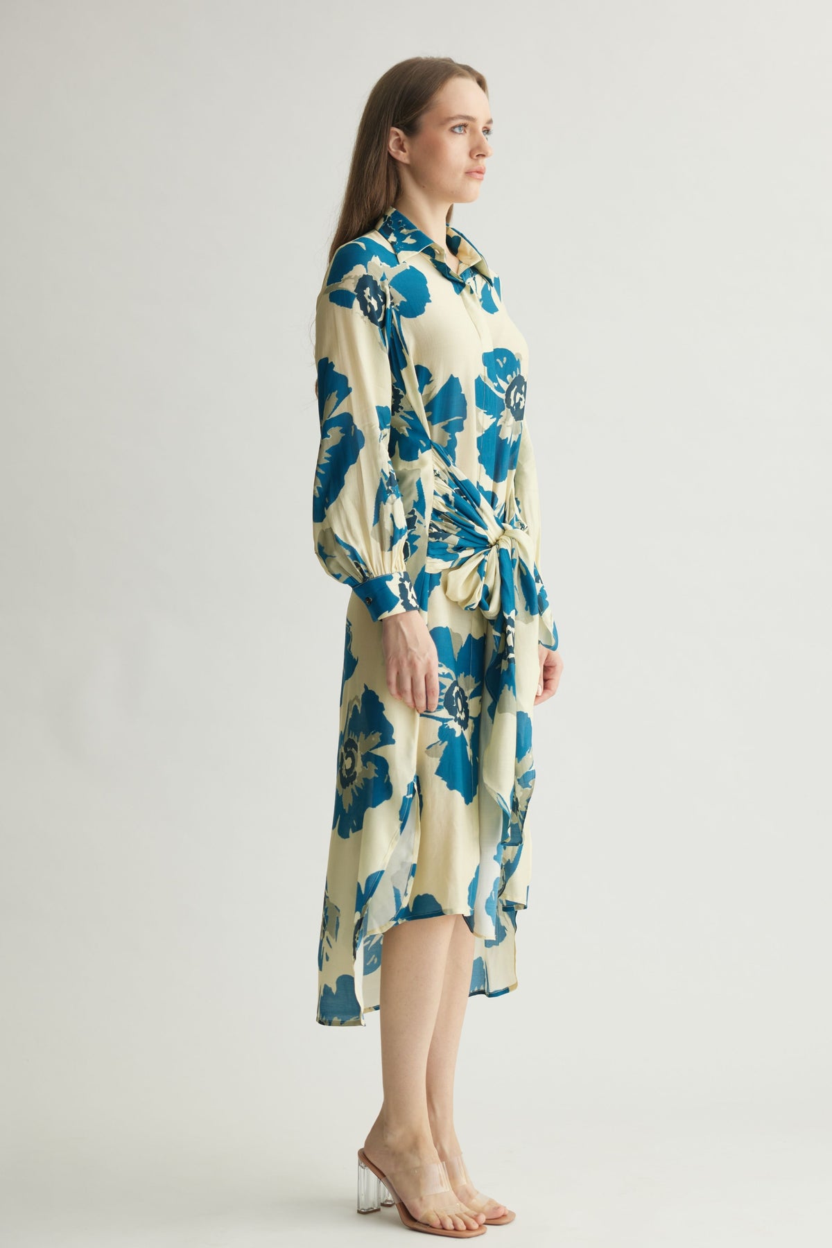 Blue Floral Shirt Dress
