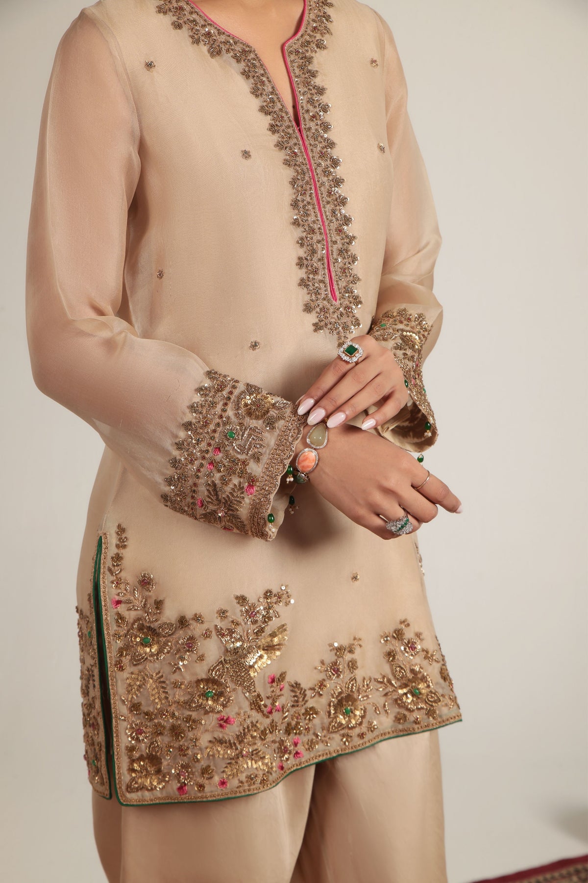 Ivory Heavy Short Kurta Set