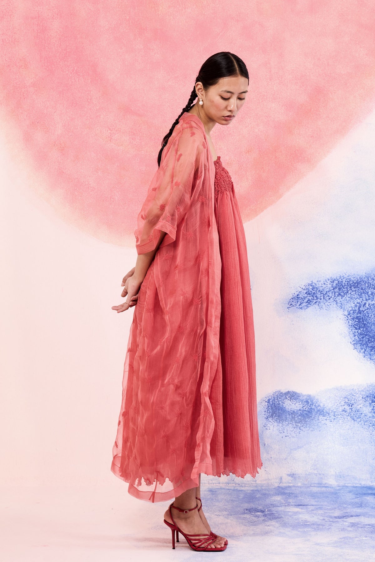 Coral Dress with Coat