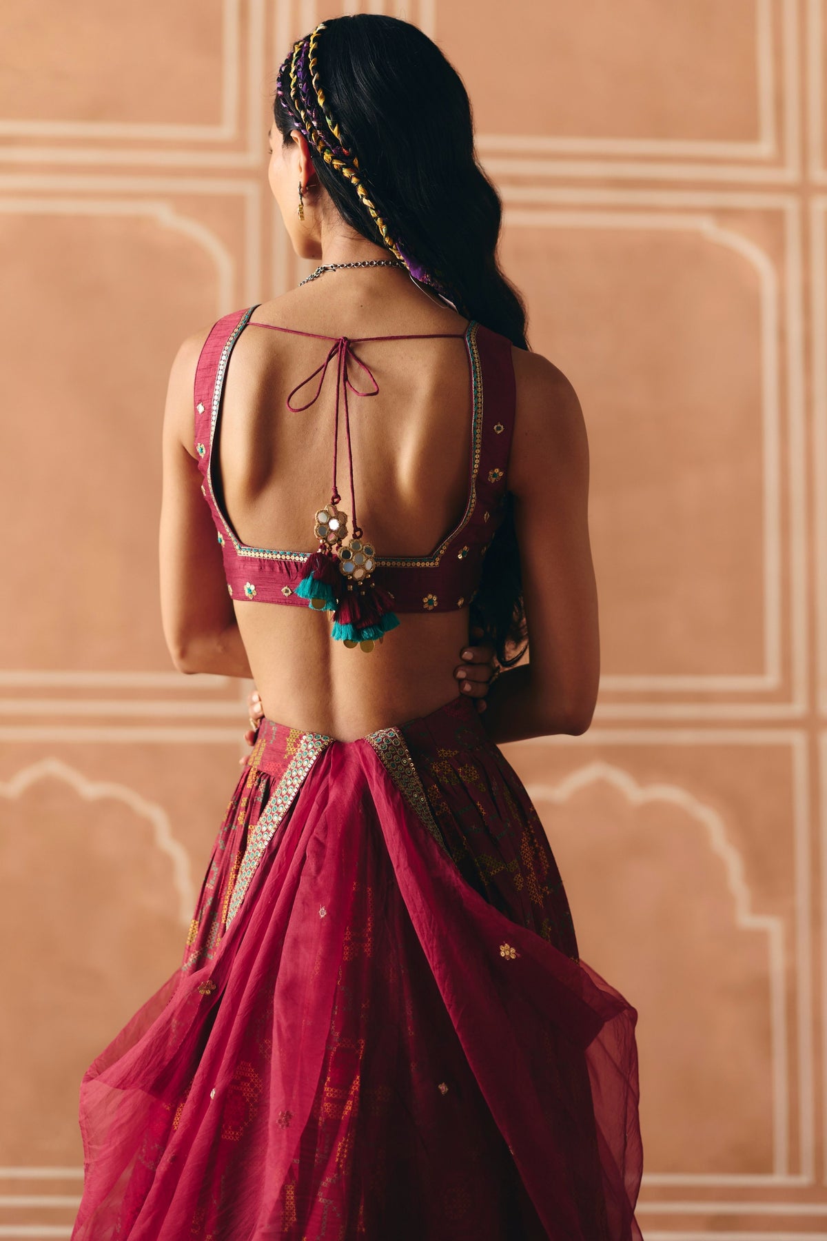 Berry Plum Gathered Lehenga