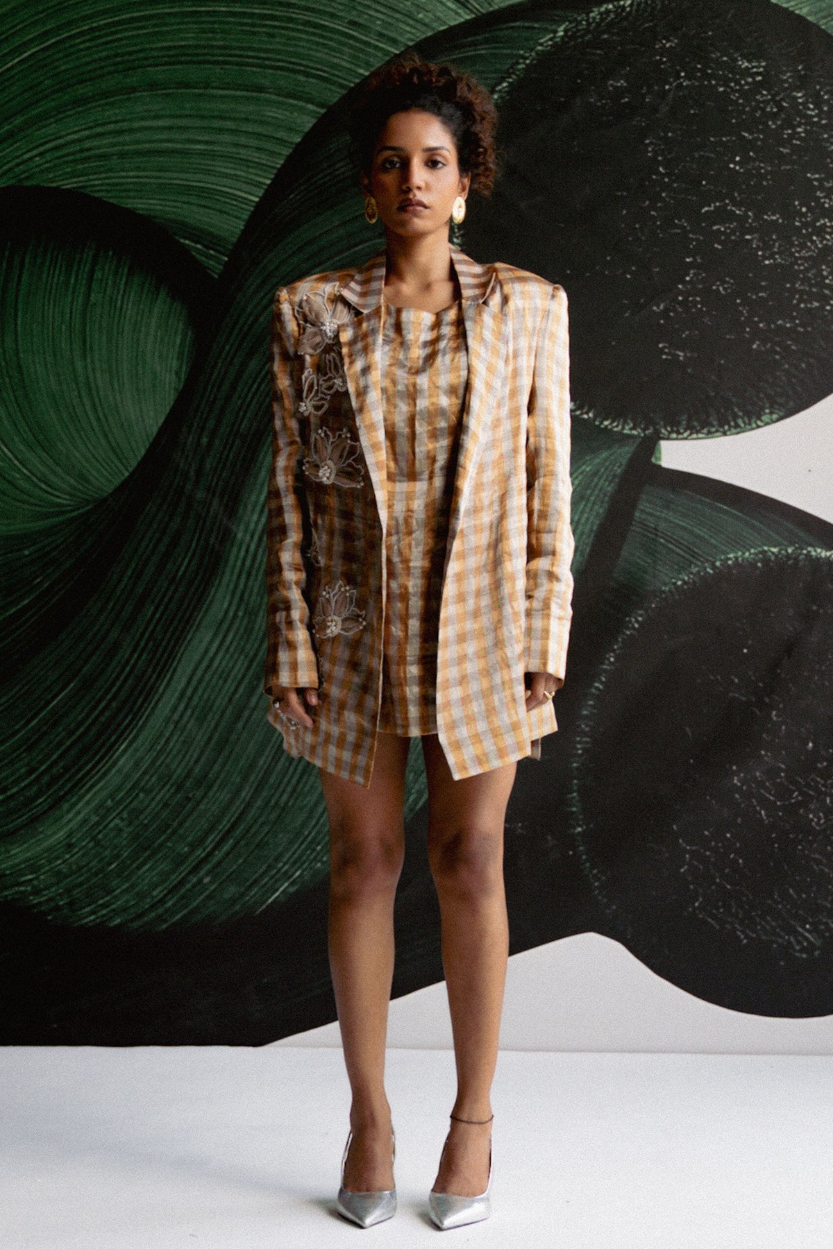 Gold Check Blazer Dress