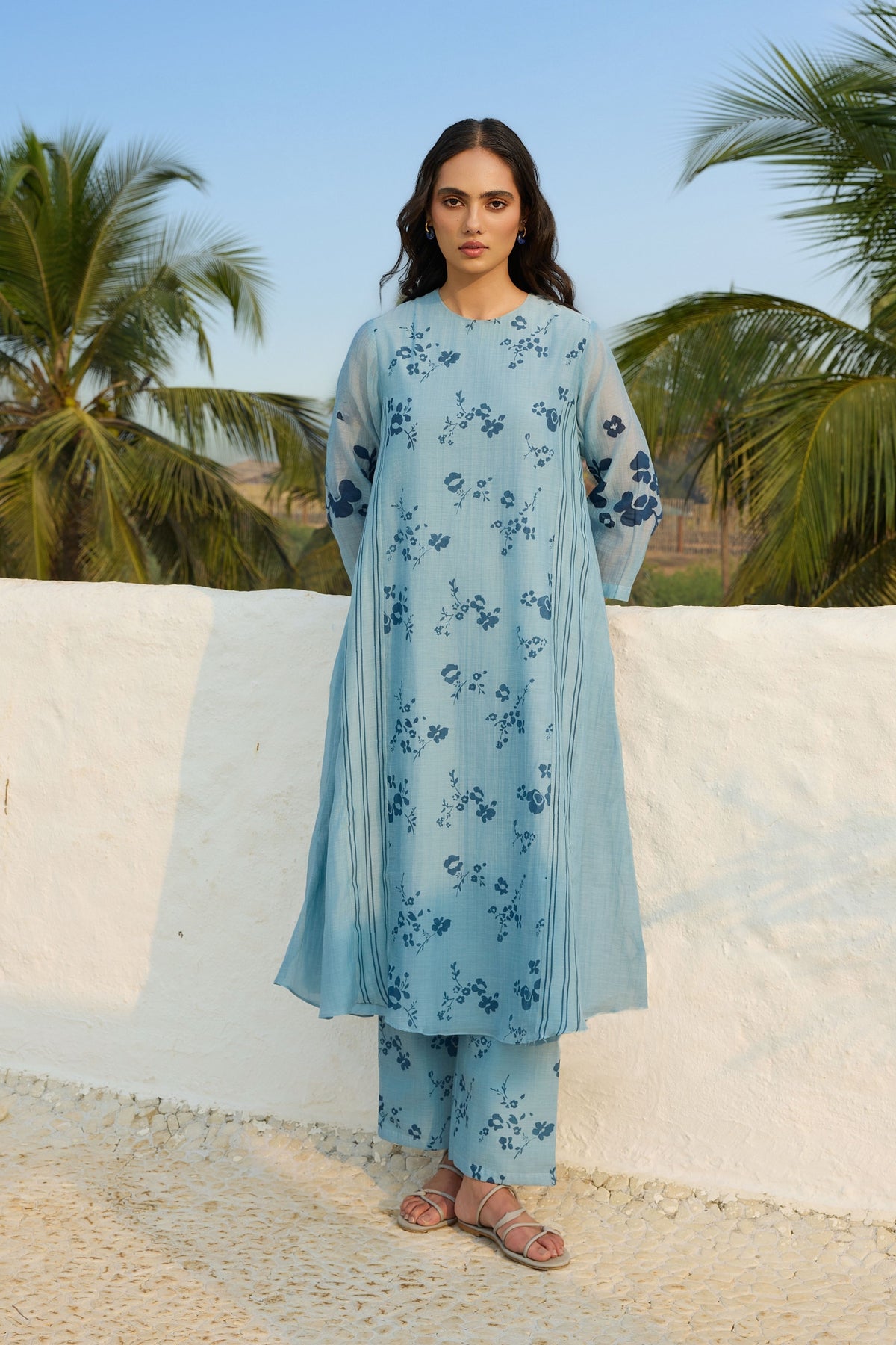 Sky Floral Tunic Set
