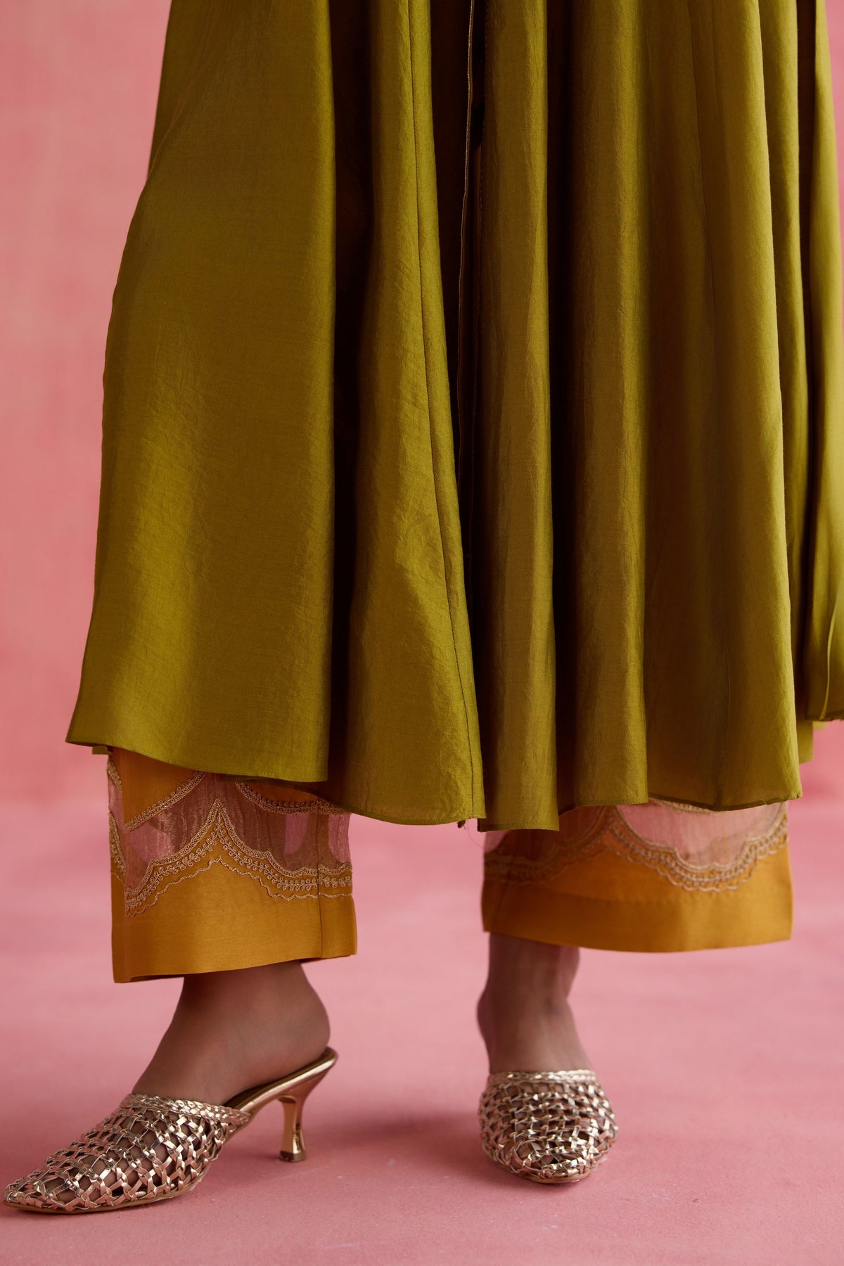 Zeenat Green Anarkali Set