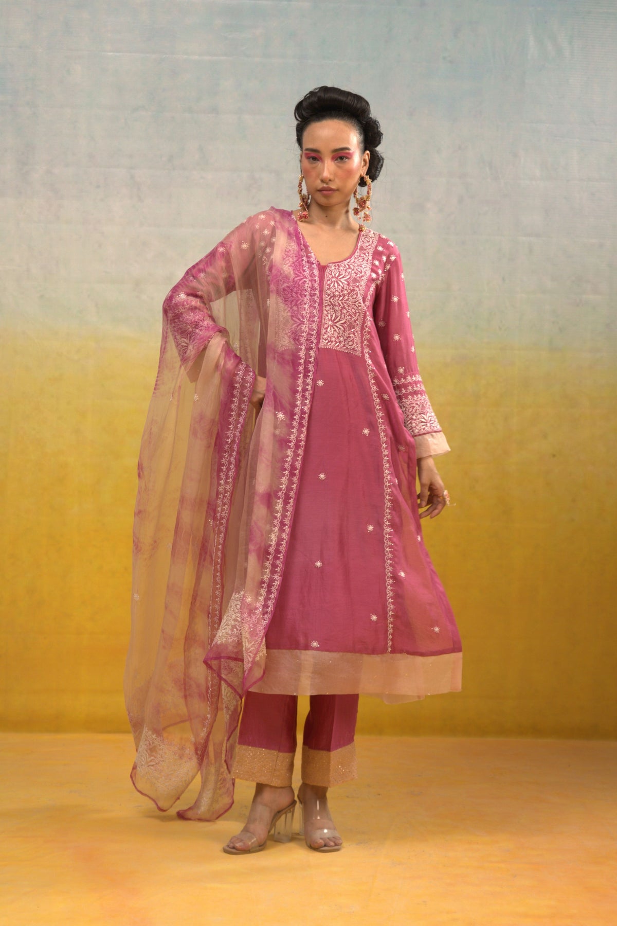 Pink Chikankari Kurta Set