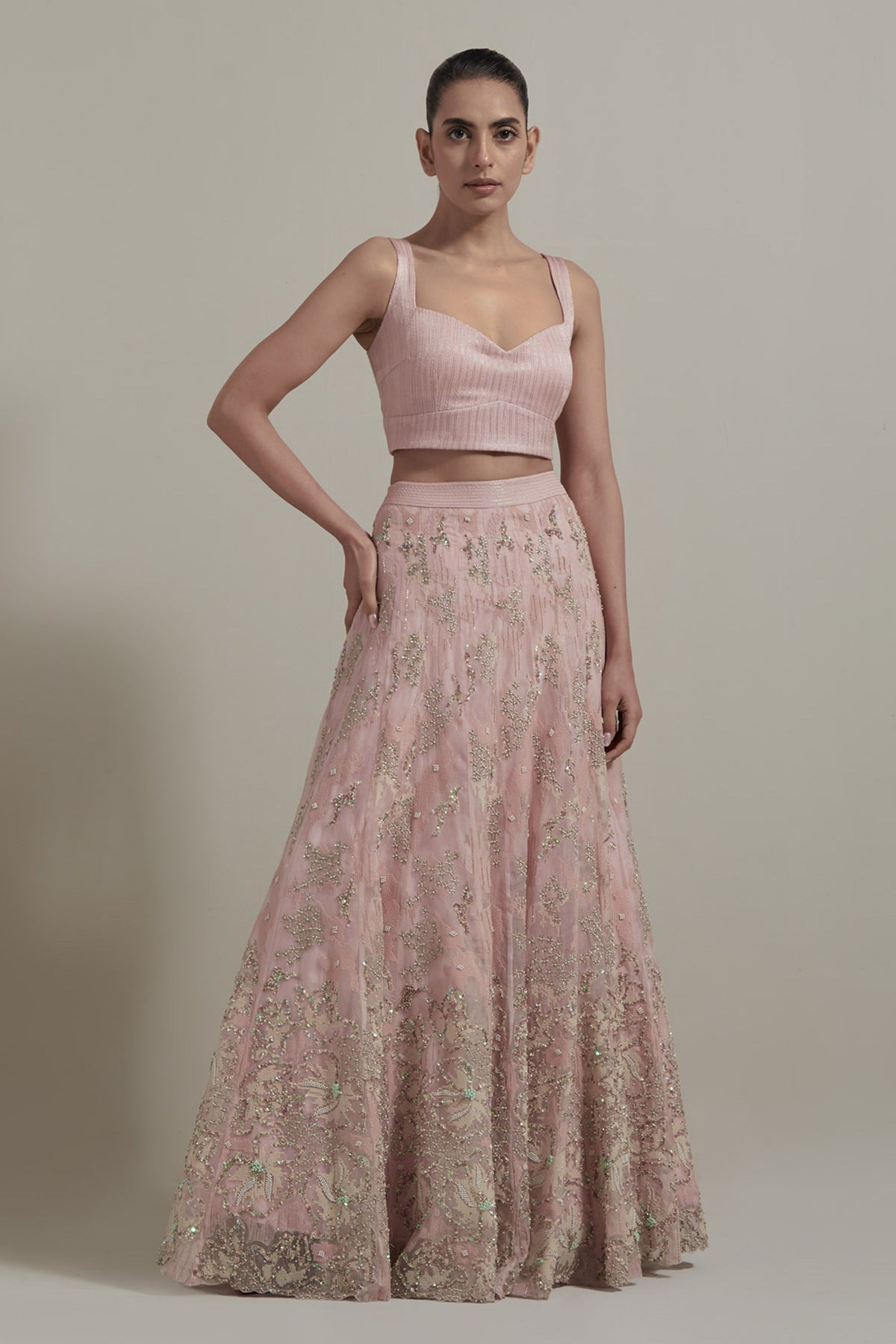 Pink Embellished Cape Set