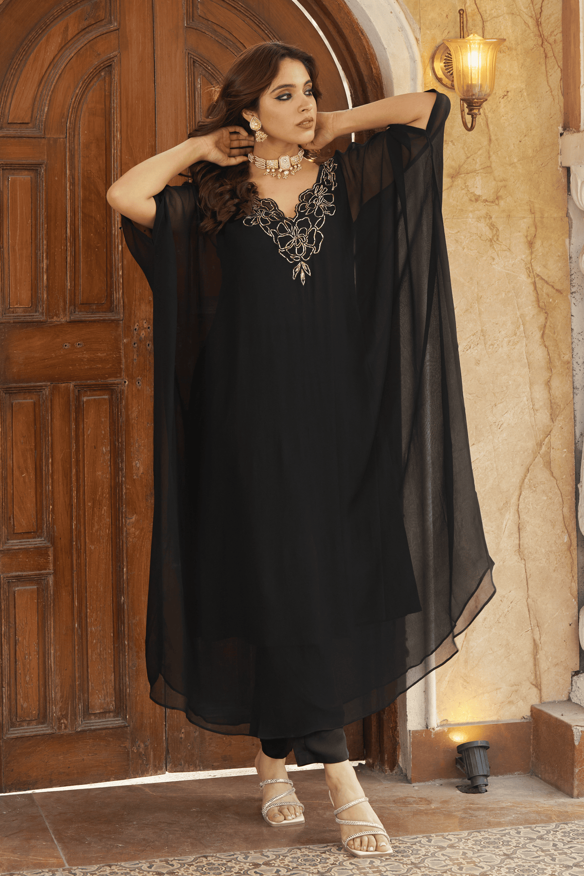 Ruya Black Kaftan Set