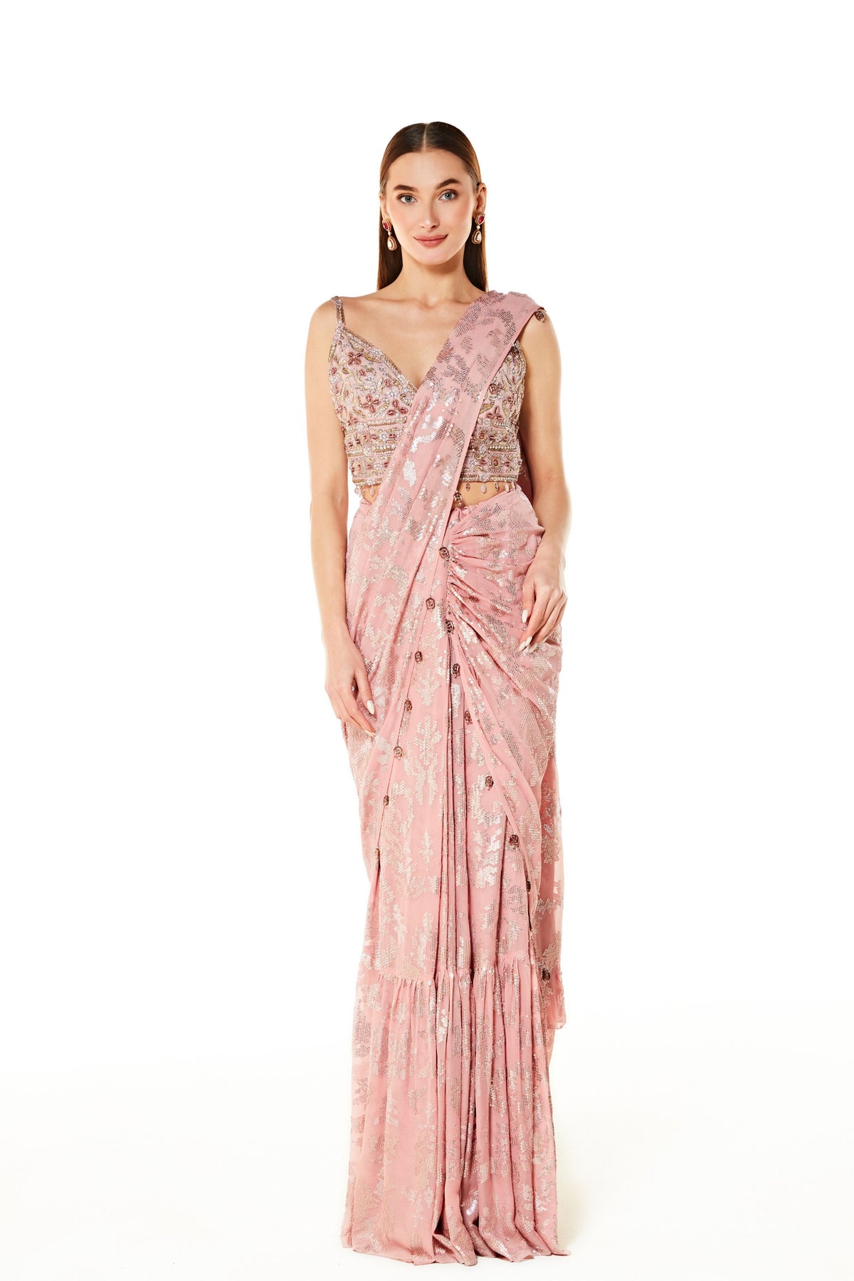 Pink Sairaa Embroidered Saree Set