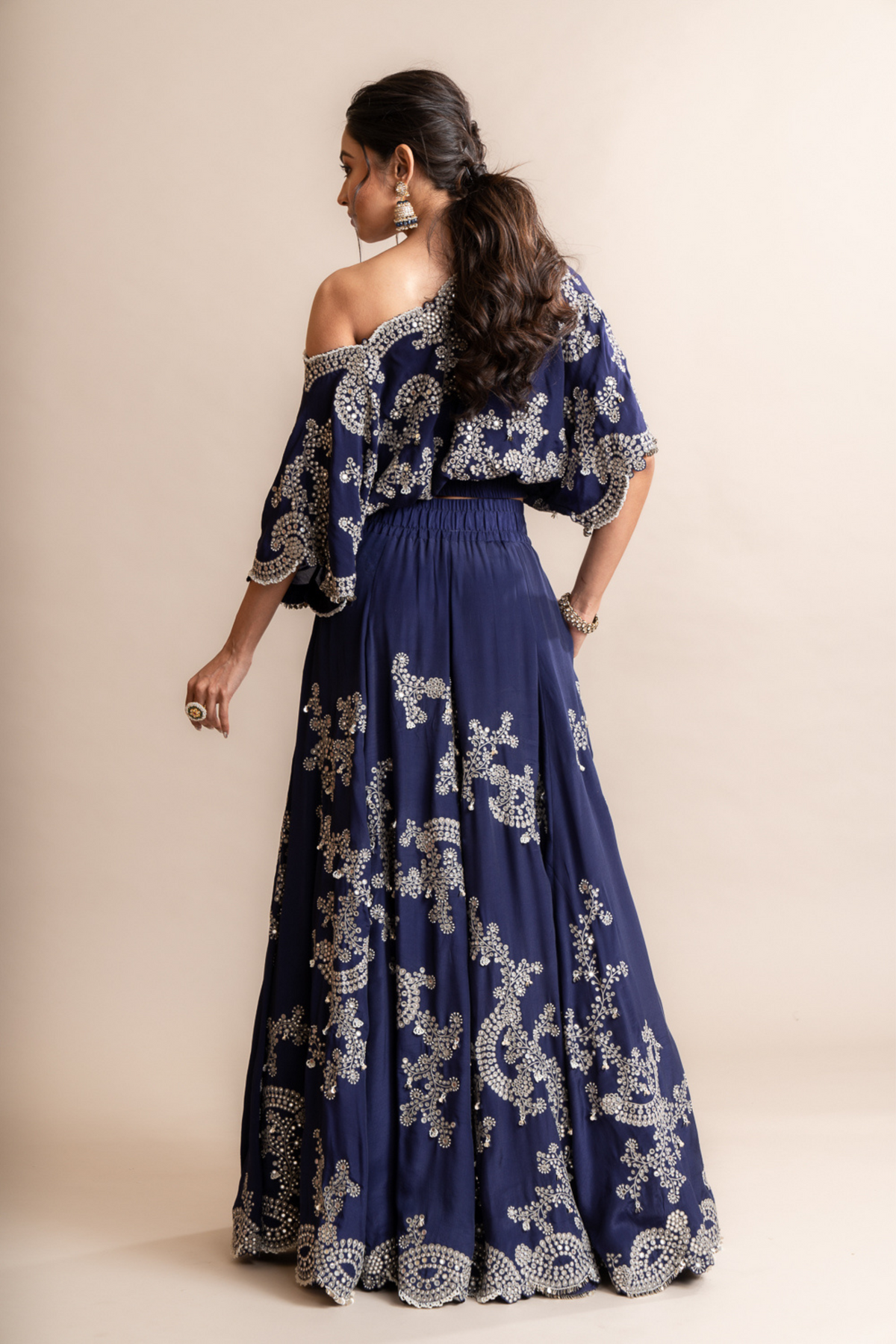 Off-shoulder Top &amp; Lehenga Set