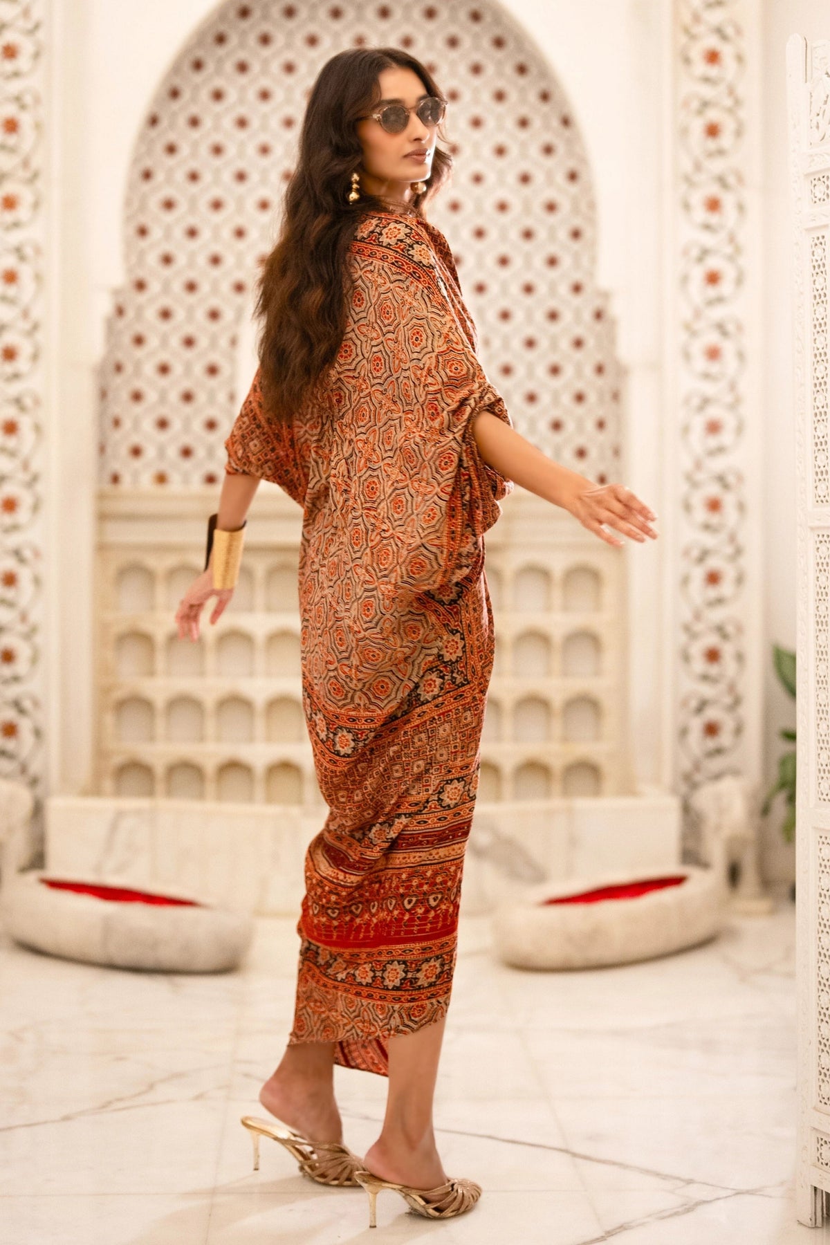 Ajrakh Print Draped Kaftan