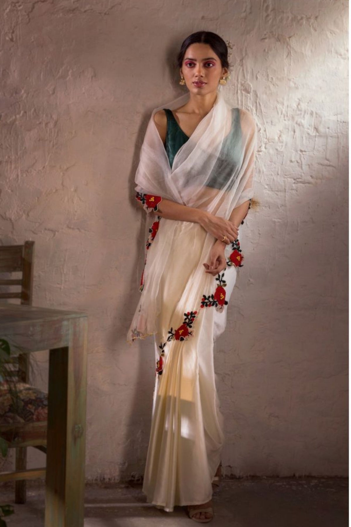 Meher White Saree Set