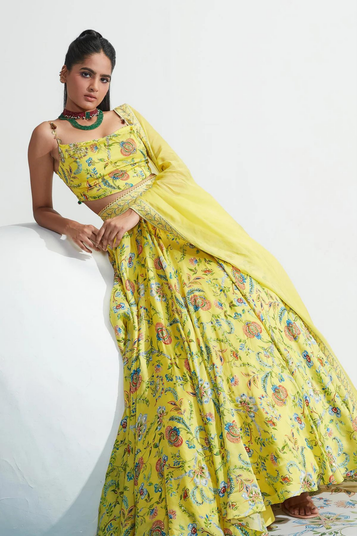 Daniya Yellow Embroidered Lehenga Set