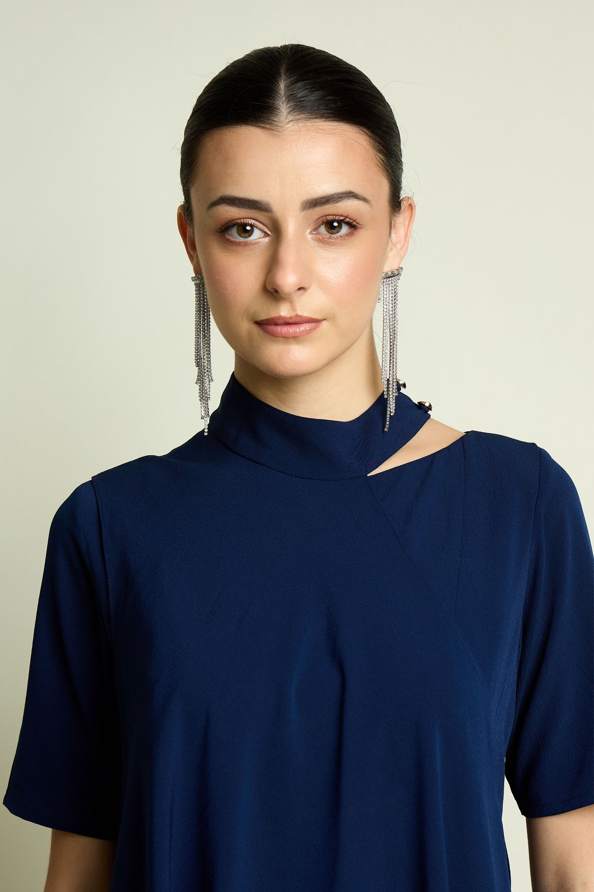 Navy Draped Dress
