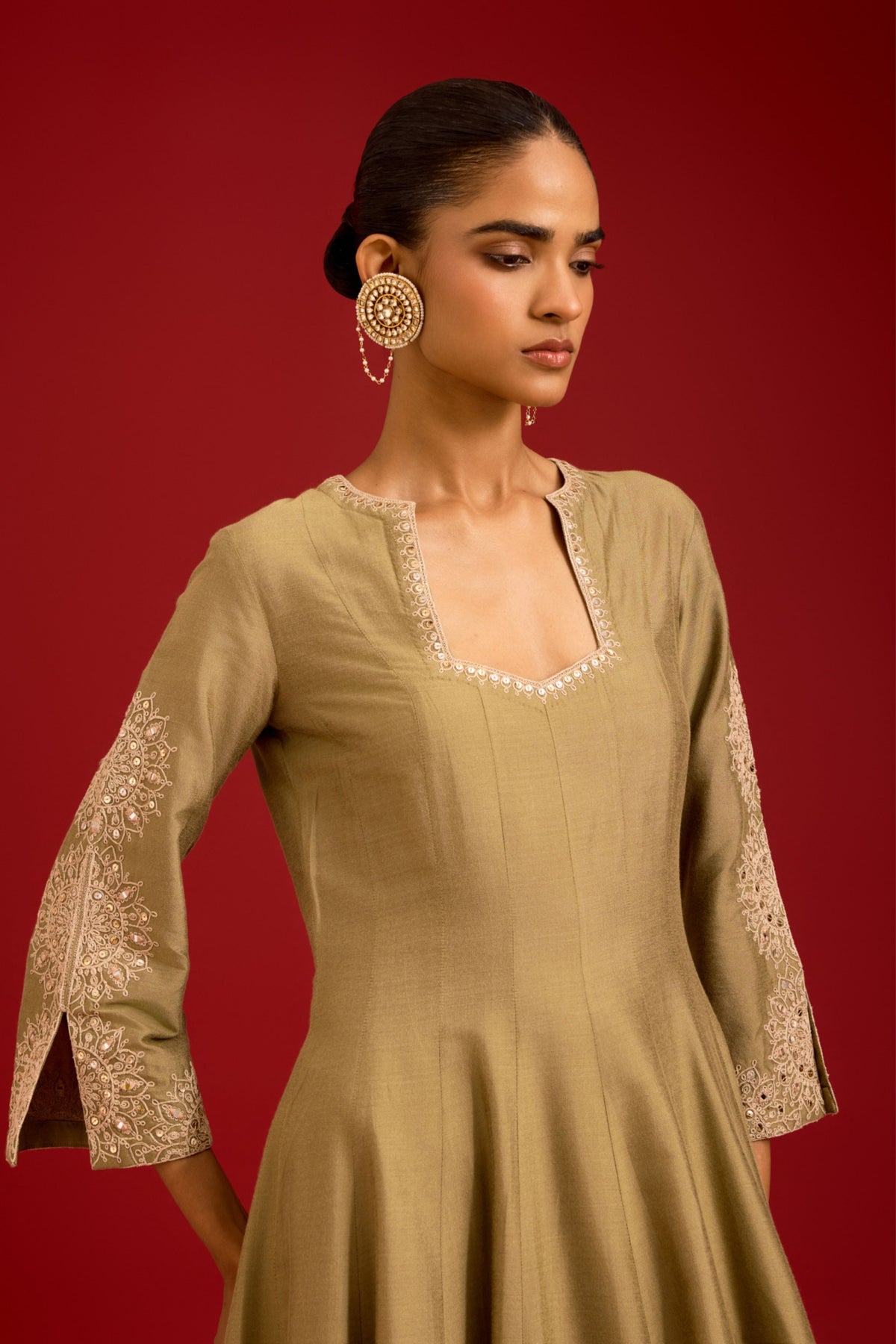 Pistachio Green Embroidered Anarkali Set