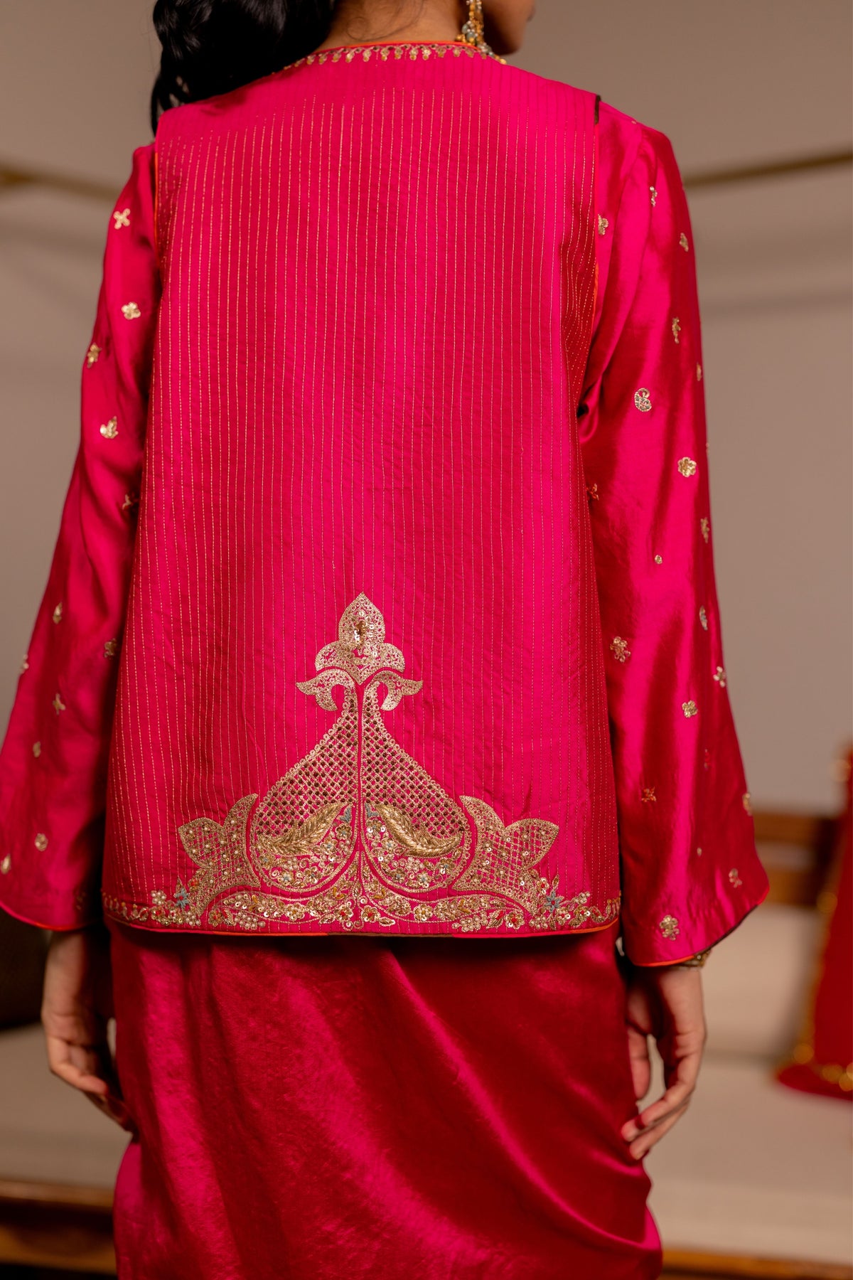 Kumbh Pink Draped Skirt Set